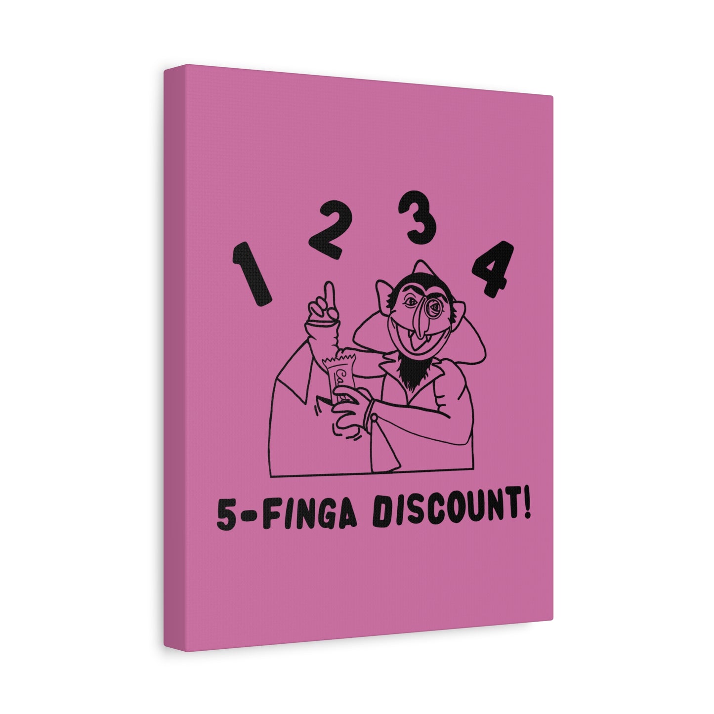 Five Finger Discount Outline Canvas Print Light Pink - Sesame Street The Count Parody Art Print