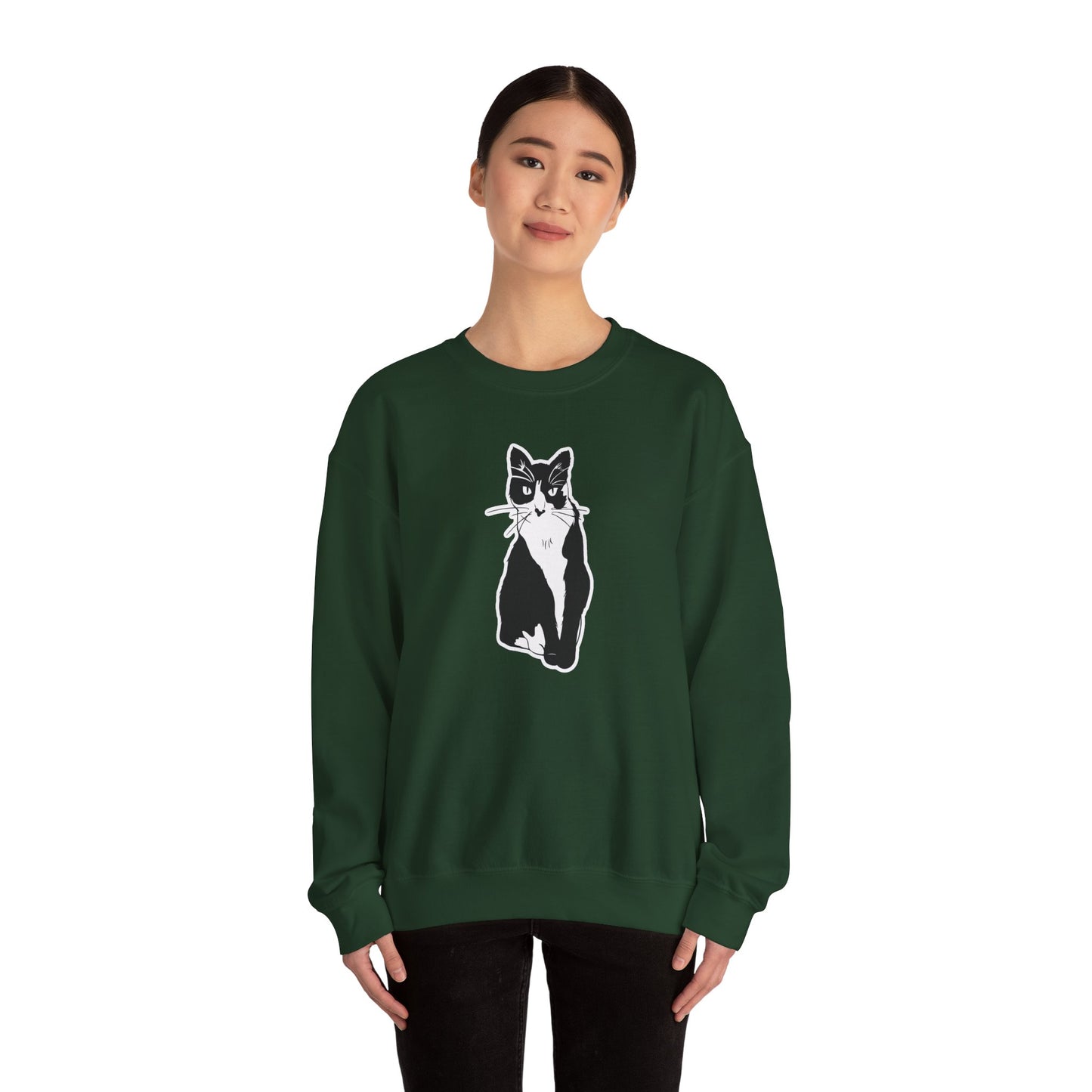 Cat Sweatshirt (Sticker Style Cat) - Cat Drawing Sweatshirt