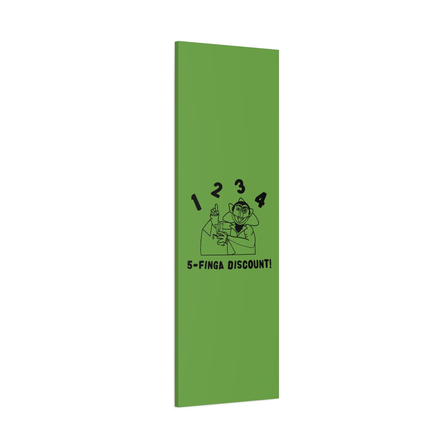 Five Finger Discount Outline Canvas Print Green - Sesame Street The Count Parody Art Print