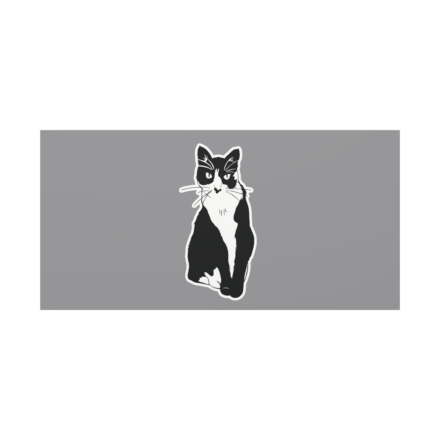 Cat Canvas Print on Grey (Sticker Style Cat) - Cat Drawing Wall Art