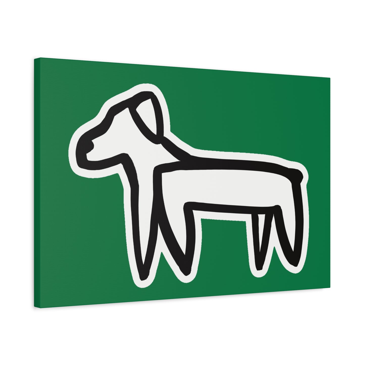 Dog Canvas Print on Green (Sticker Style White Dog) - Dog Art Print