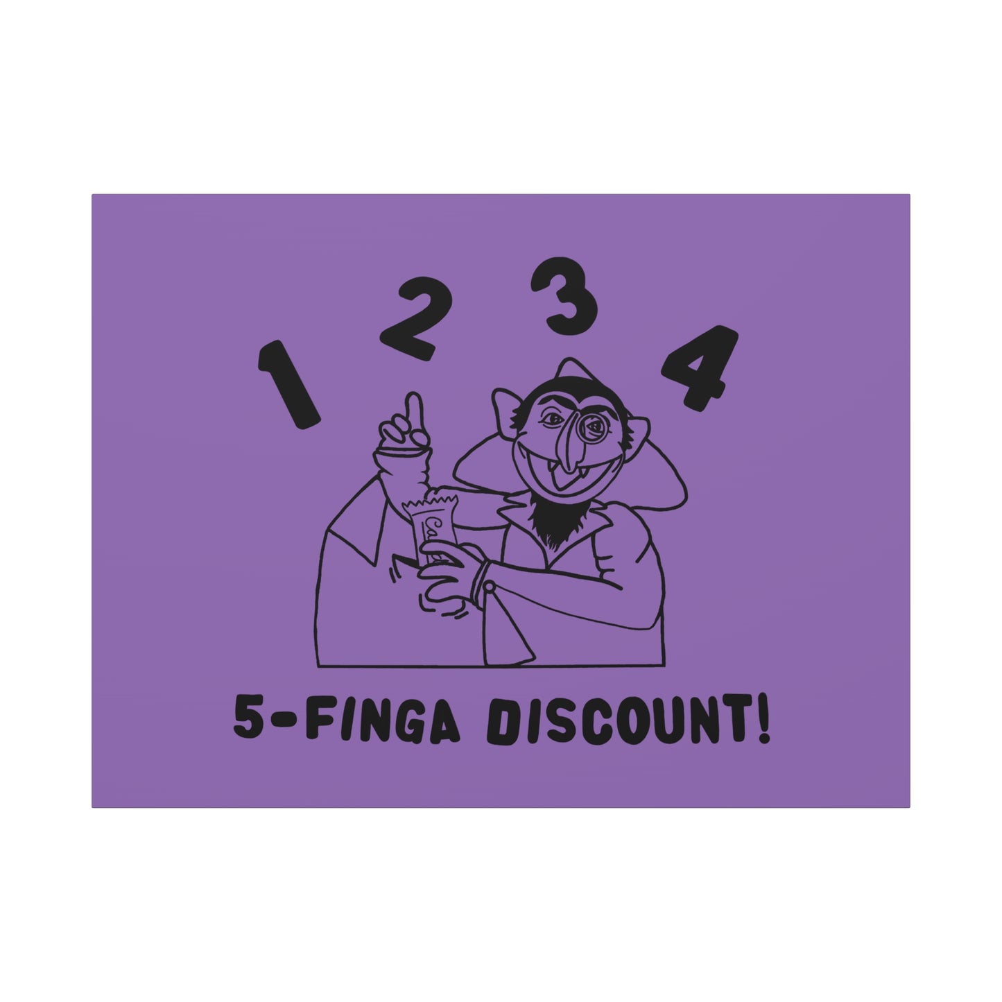 Five Finger Discount Outline Canvas Print Light Purple - Sesame Street The Count Parody Art Print