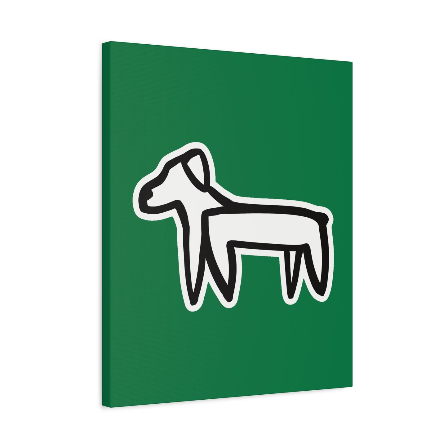 Dog Canvas Print on Green (Sticker Style White Dog) - Dog Art Print