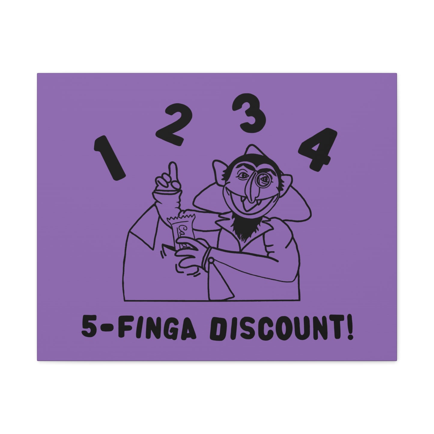 Five Finger Discount Outline Canvas Print Light Purple - Sesame Street The Count Parody Art Print