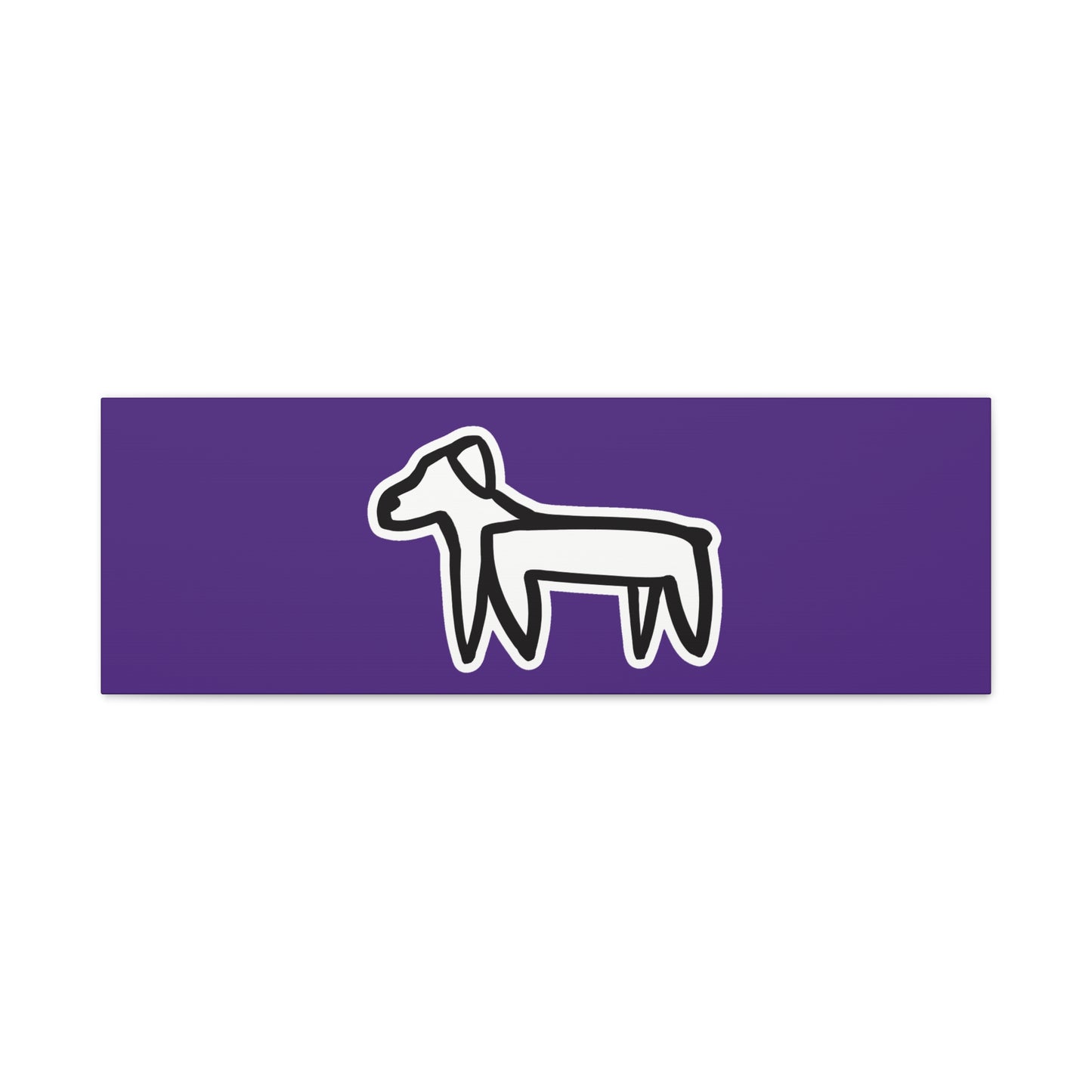 Dog Canvas Print on Purple (Sticker Style White Dog) - Dog Art Print