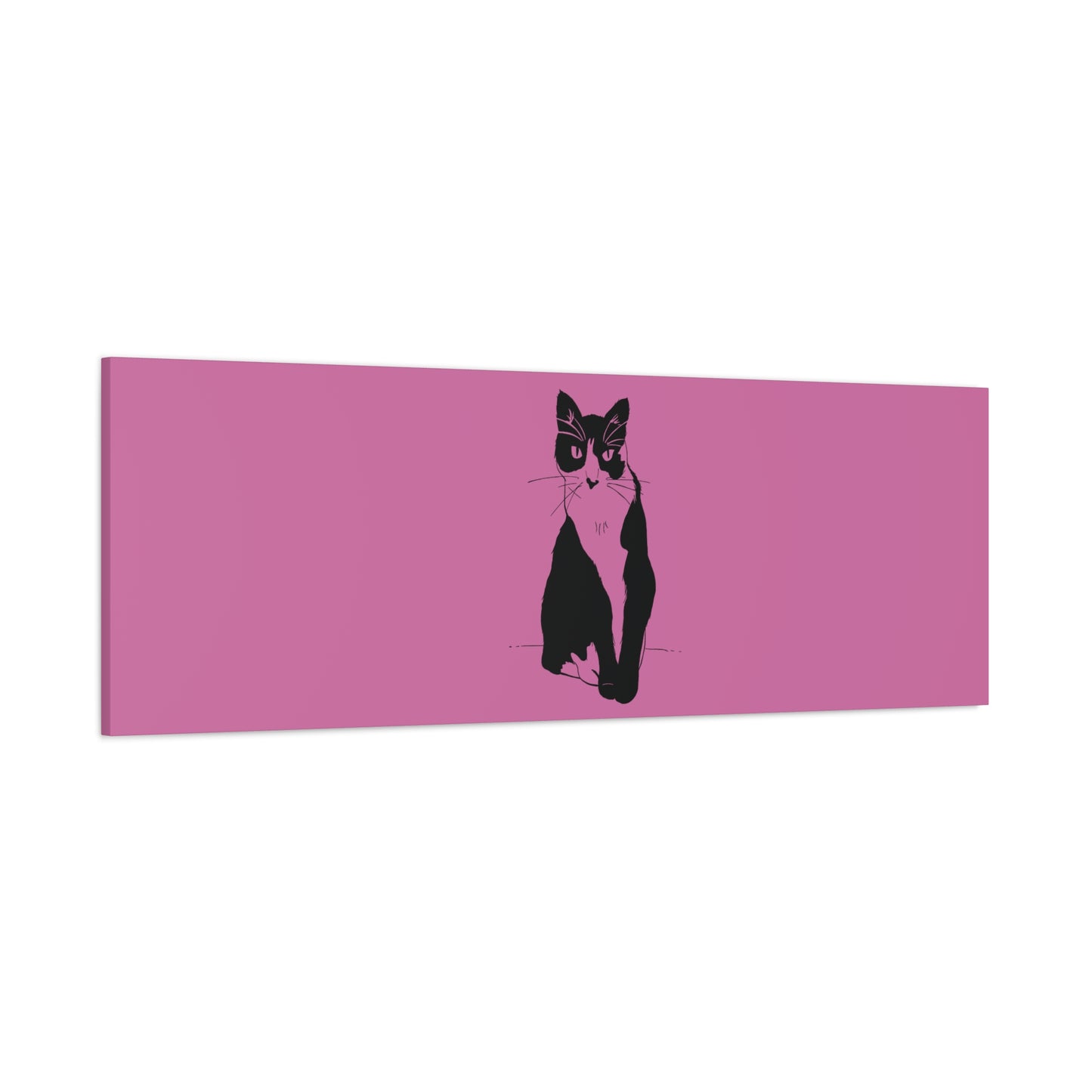 Cat Canvas Print on Pink (Transparent Style Cat) - Cat Drawing Art