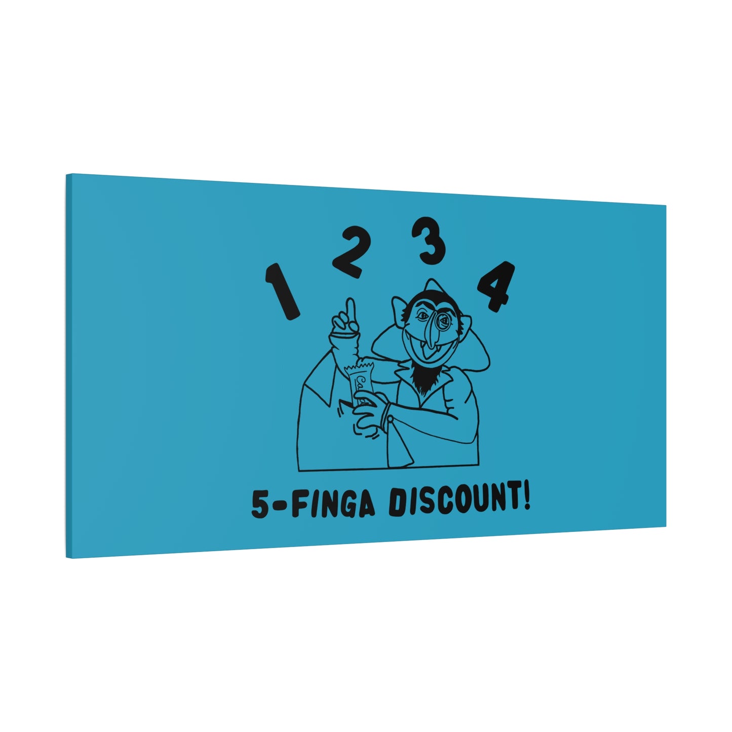 Five Finger Discount Outline Canvas Print Turquoise - Sesame Street The Count Parody Art Print