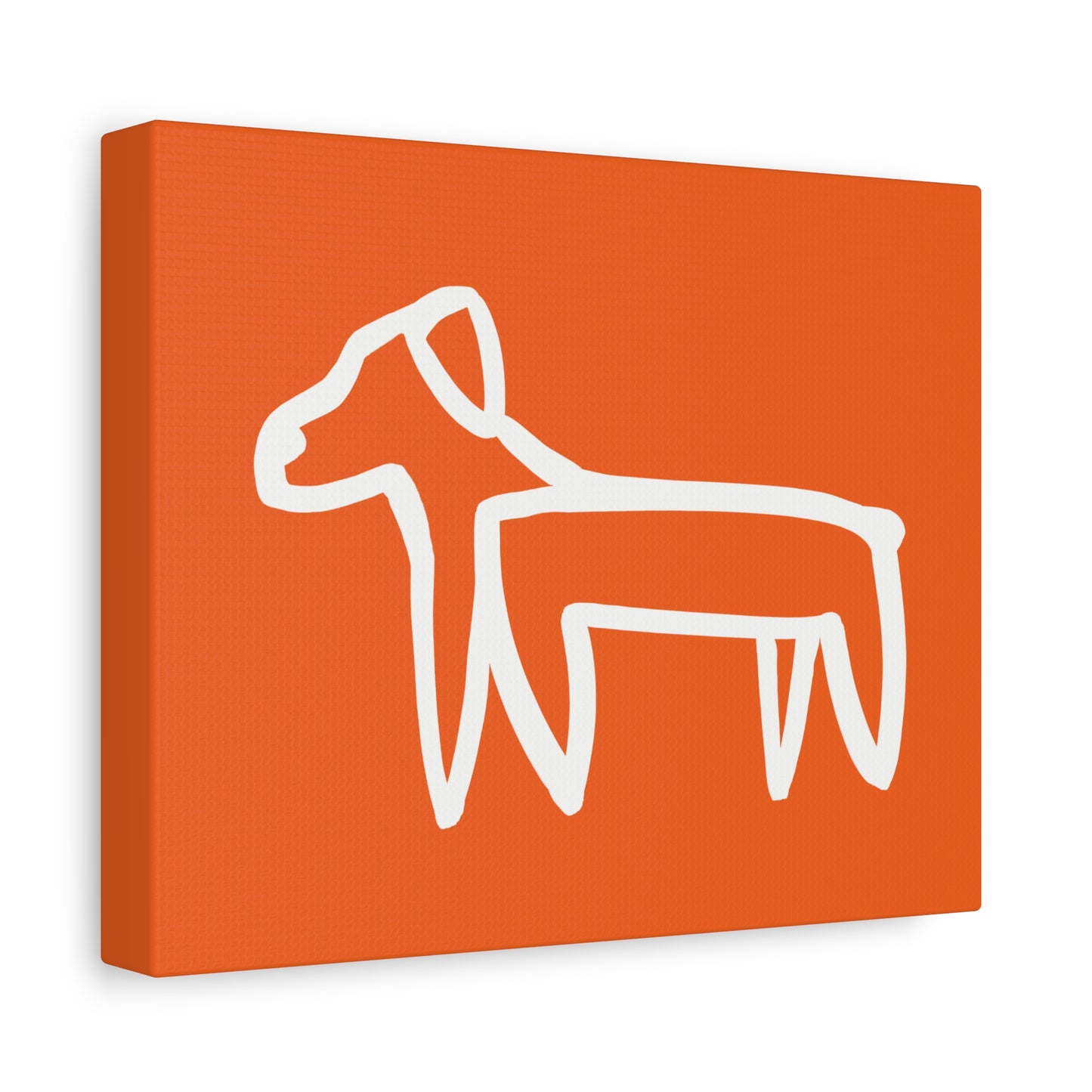 Dog Canvas Print on Orange (Transparent Style White Dog) - Dog Art Print