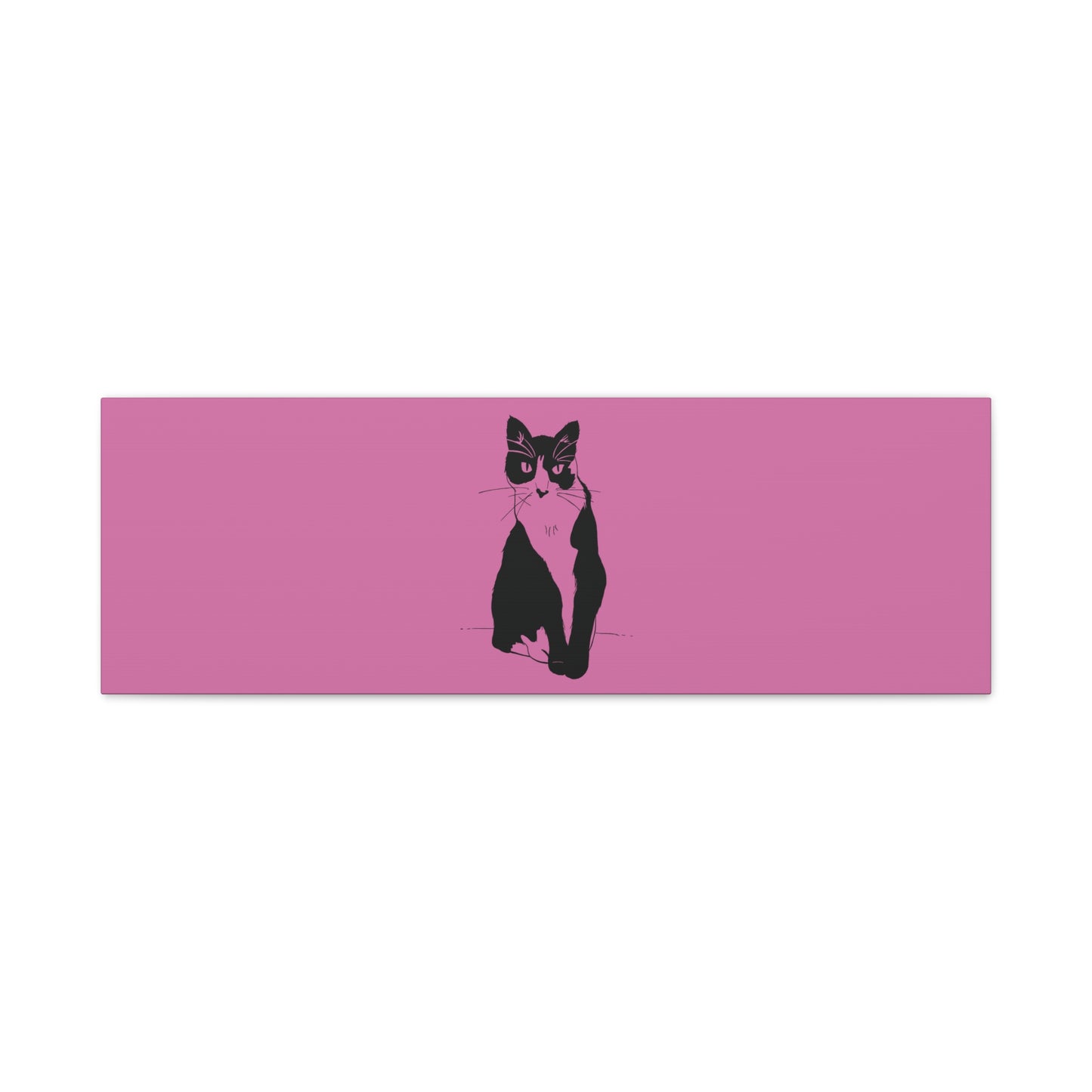 Cat Canvas Print on Pink (Transparent Style Cat) - Cat Drawing Art