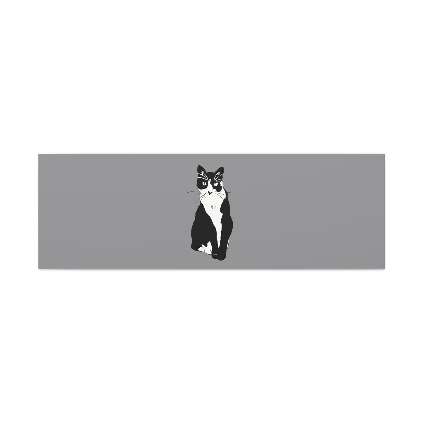 Cat Canvas on Grey (B&W Style Cat) - Cat Drawing Art