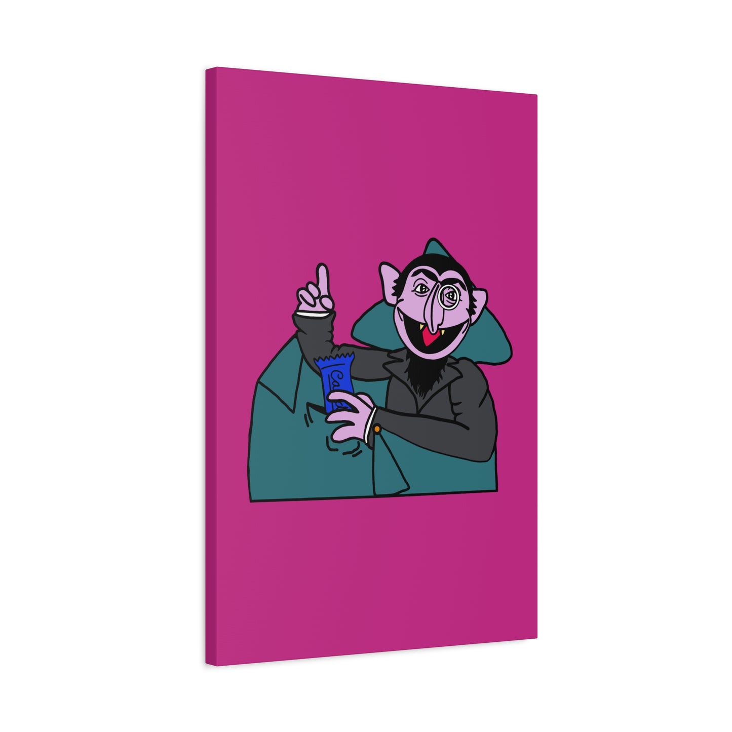 The Count Stealing Candy Canvas Print Pink - Sesame Street The Count Parody Art