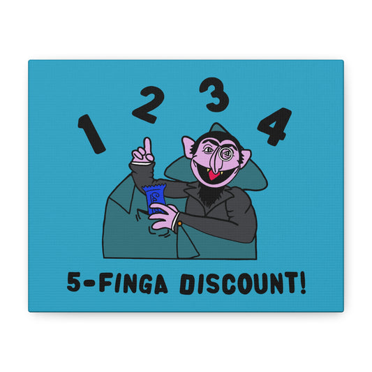 Five Finger Discount Canvas Print Turquoise - Sesame Street The Count Parody Art Print