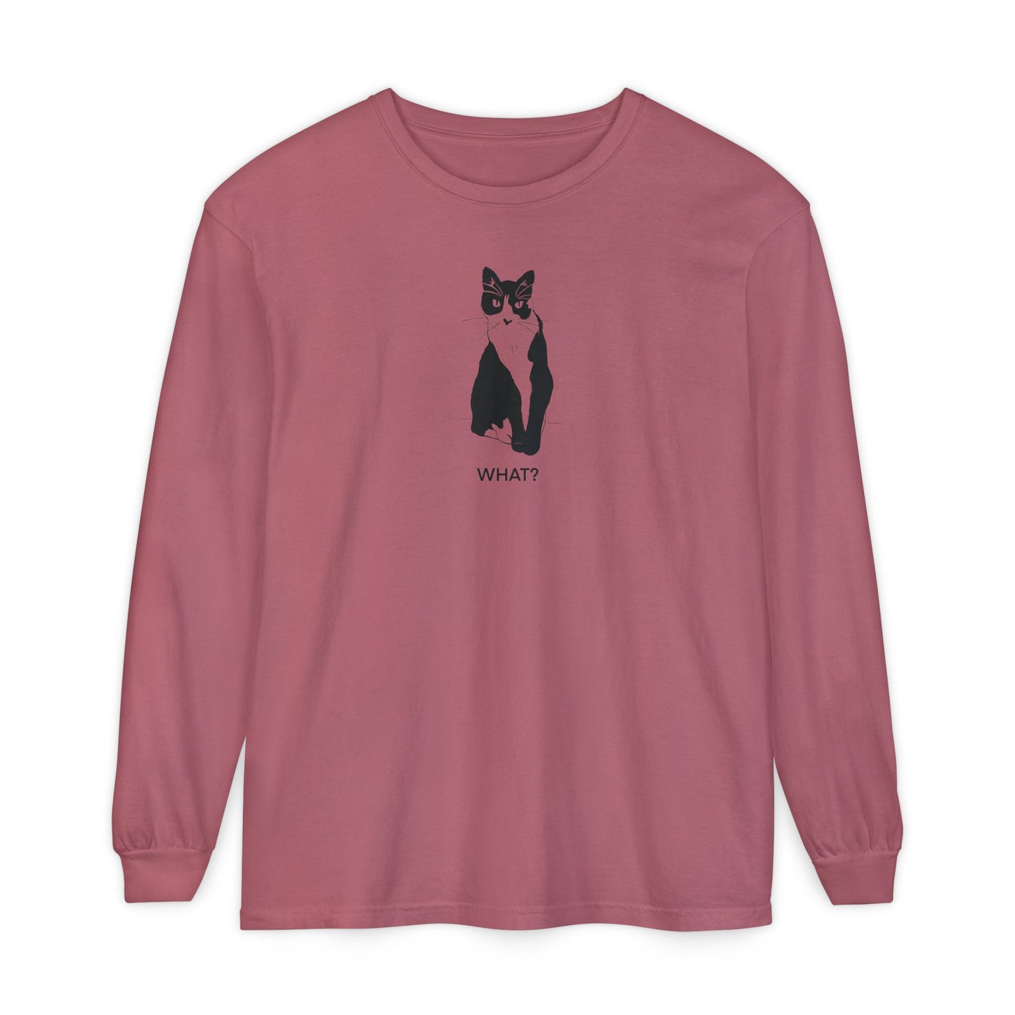 Cattitude Long Sleeve Tee (Transparent Style Cat) - Cat What Shirt