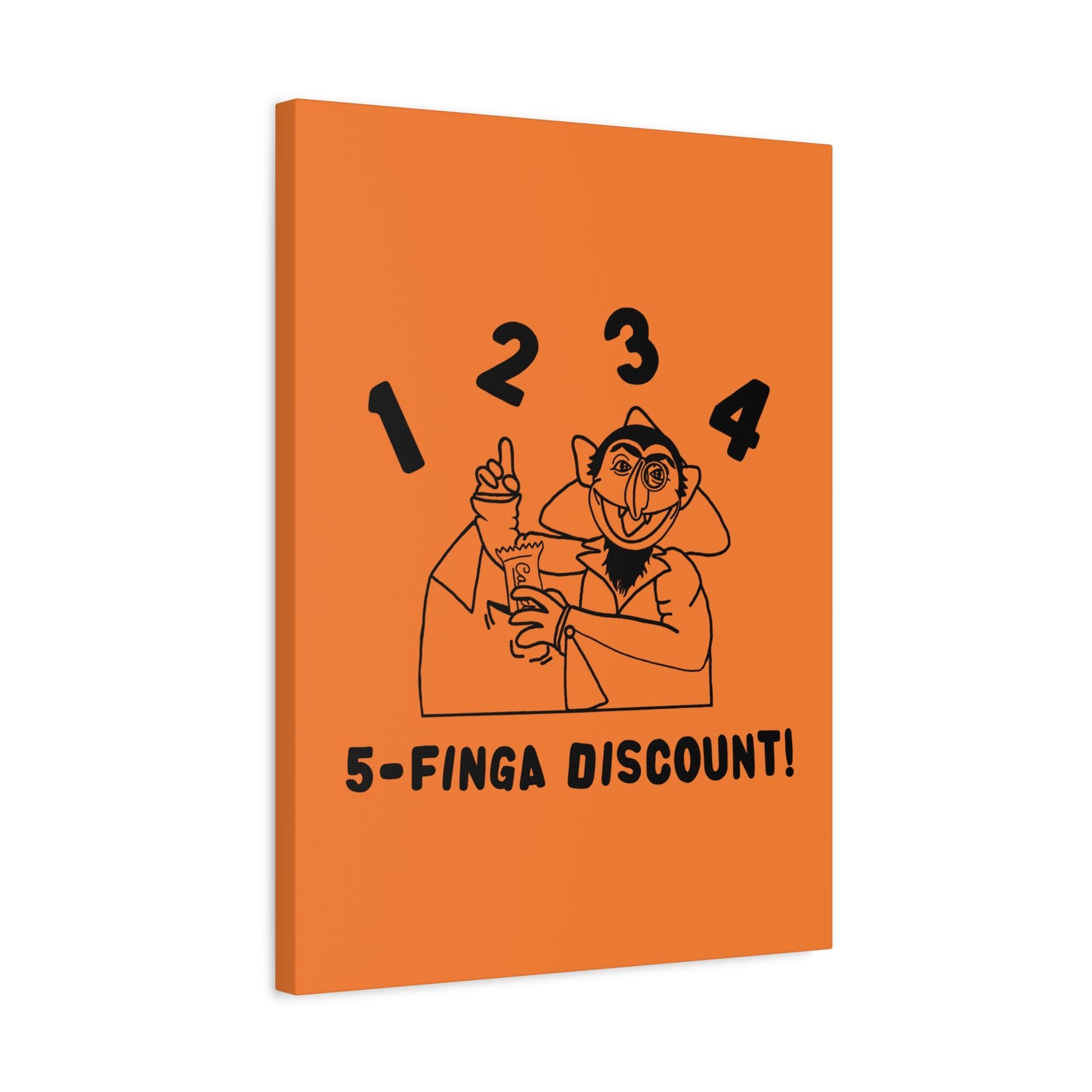 Five Finger Discount Outline Canvas Print Light Orange - Sesame Street The Count Parody Art Print