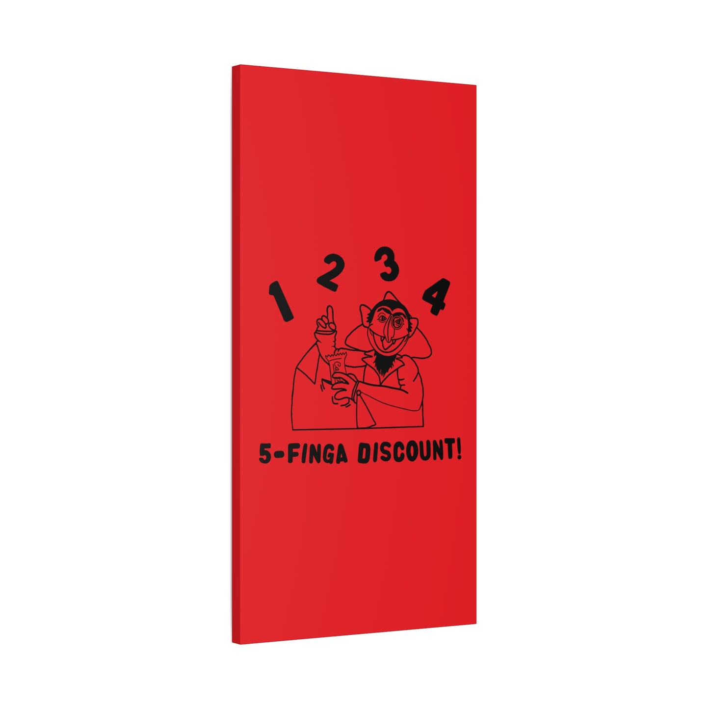 Five Finger Discount Outline Canvas Print Red - Sesame Street The Count Parody Art Print