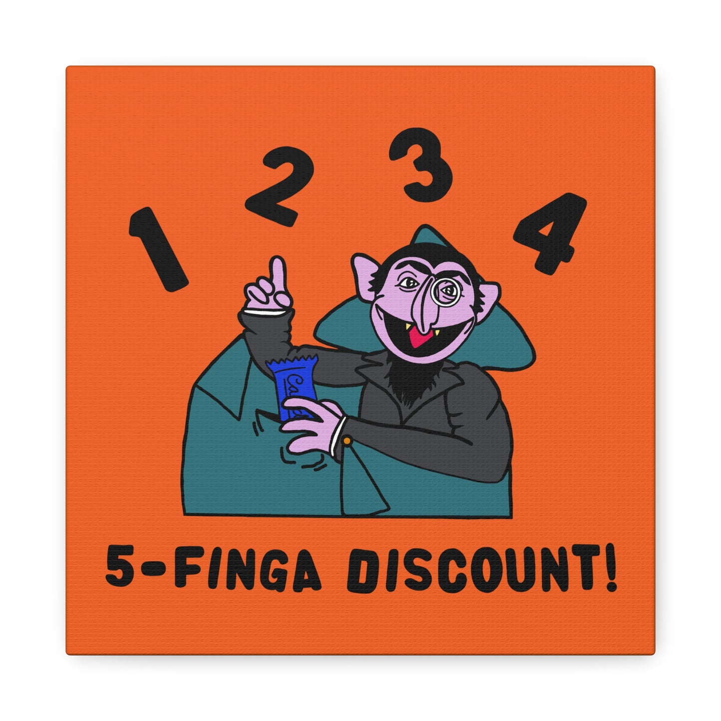 Five Finger Discount Canvas Print Orange - Sesame Street The Count Parody Art Print