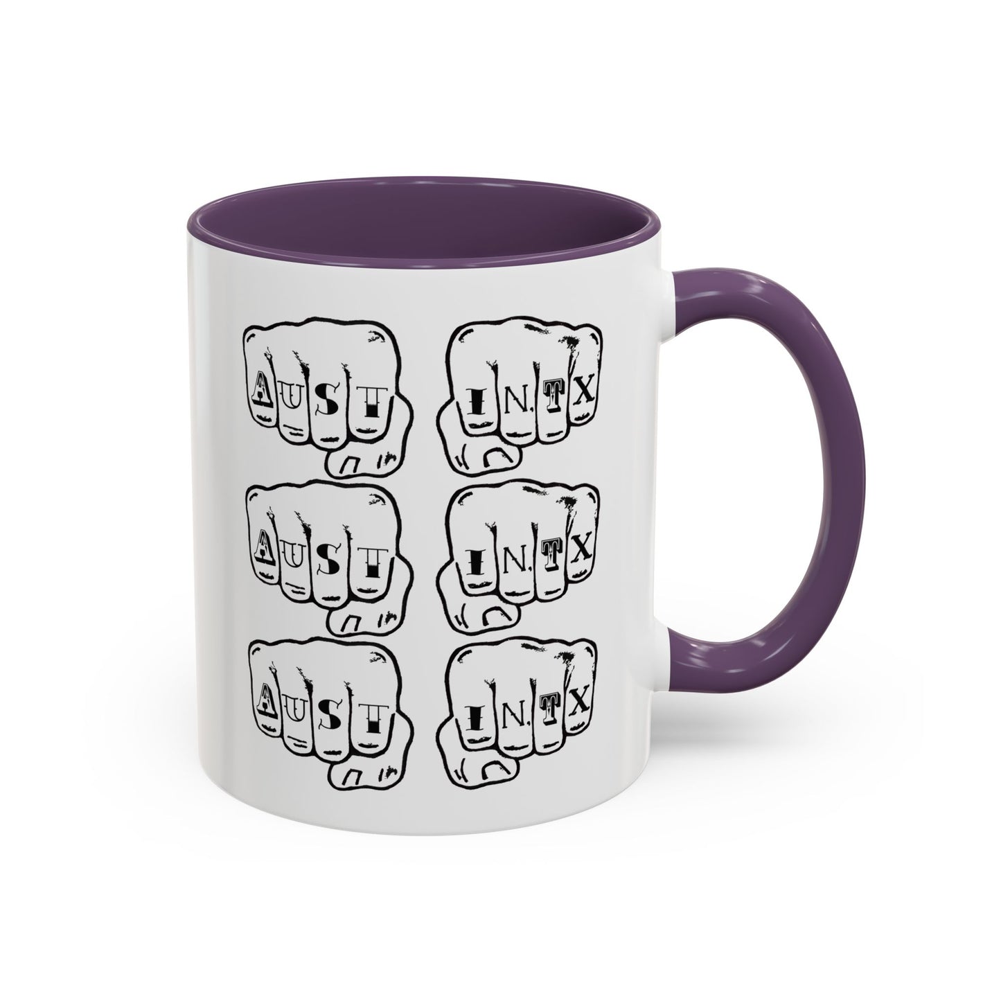 Austin Knuckle Tats Tattooed Fists Accent Mug Fists Stack Edition