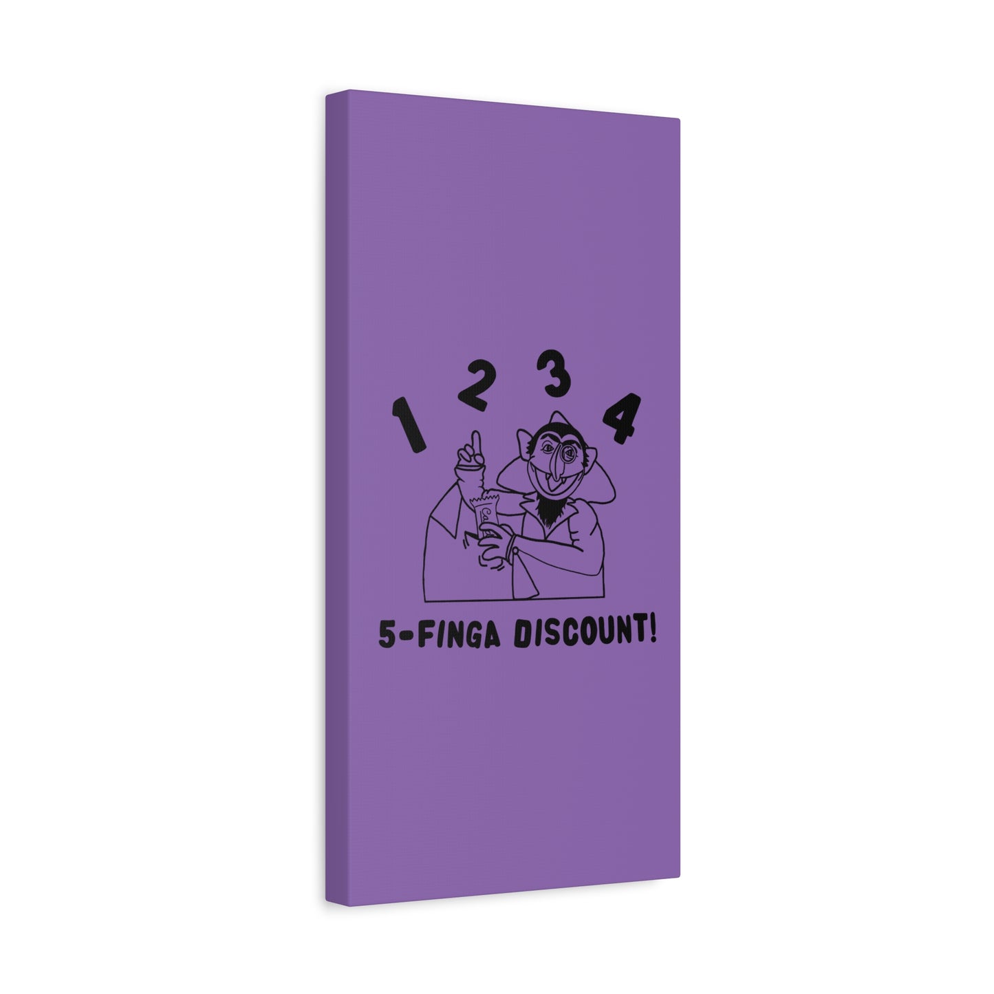 Five Finger Discount Outline Canvas Print Light Purple - Sesame Street The Count Parody Art Print