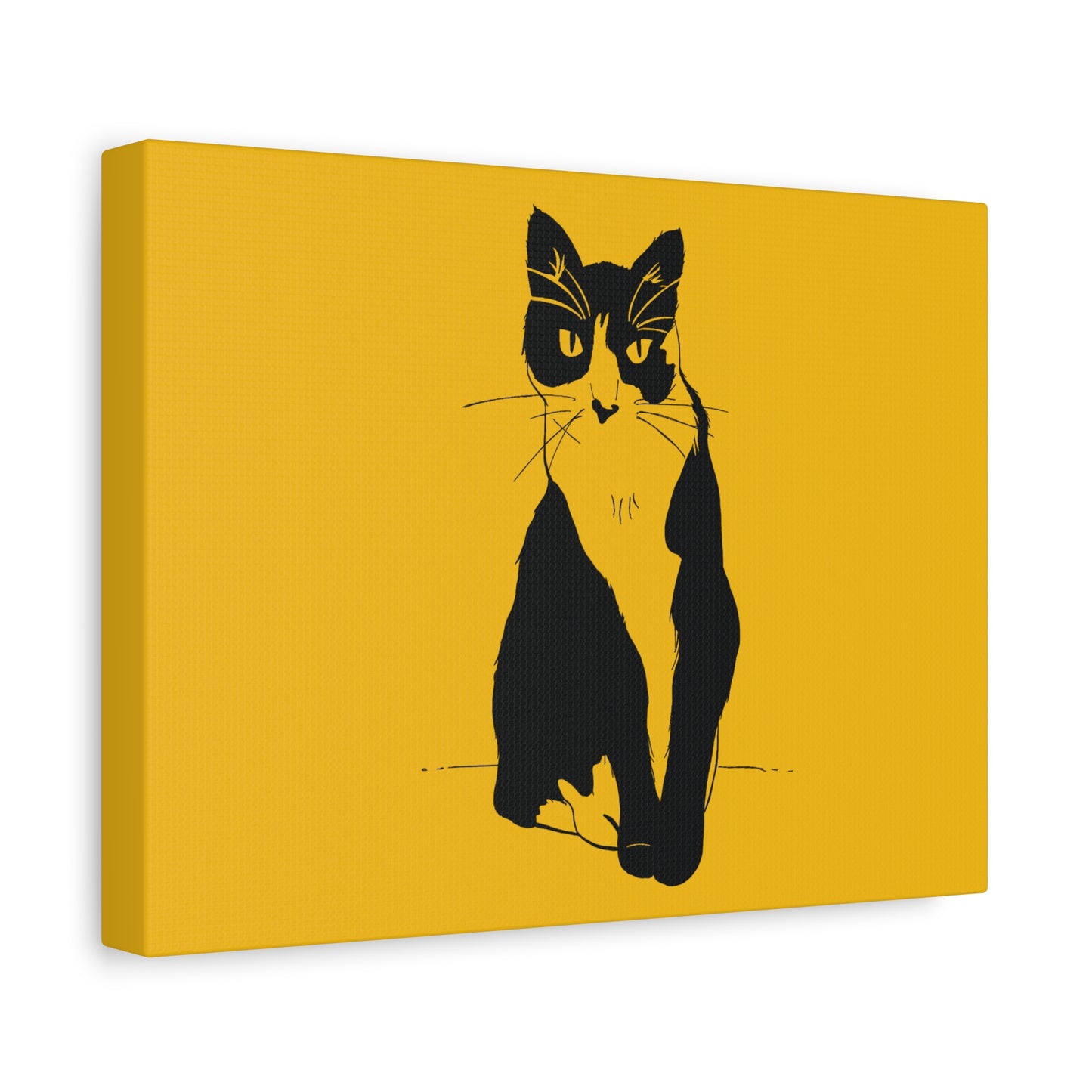 Cat Canvas Print on Yellow (Transparent Style Cat) - Cat Drawing Art