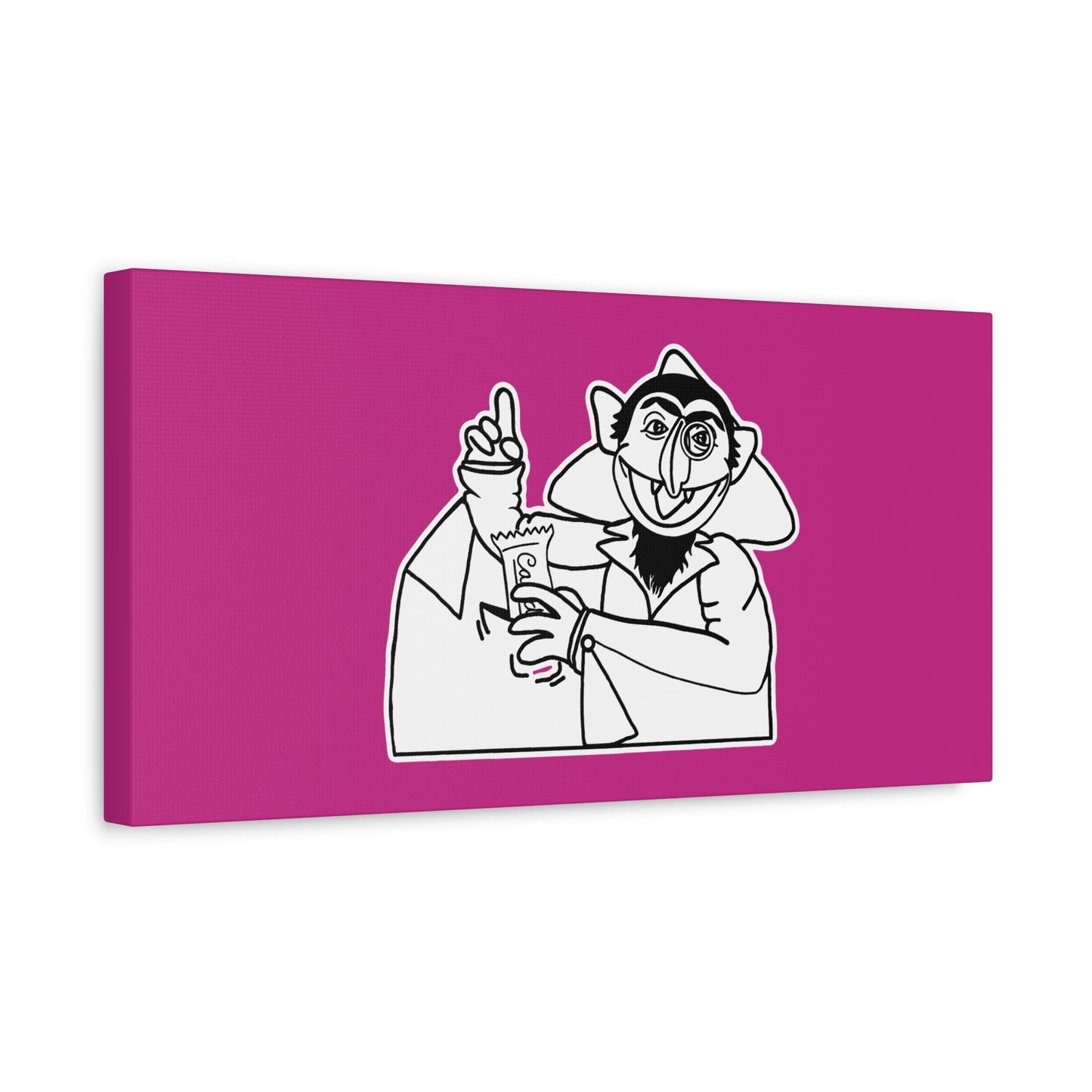 The Count Stealing Candy Outline Canvas Print Pink - Sesame Street The Count Parody Art