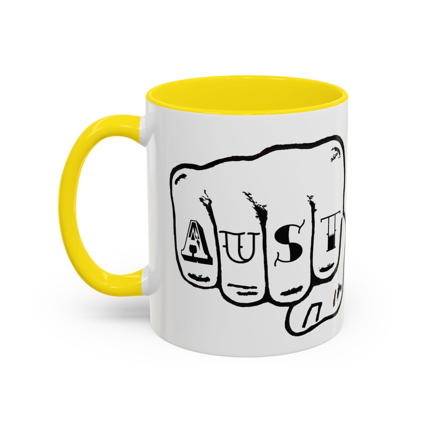 Austin Knuckle Tats Tattooed Fists Accent Mug Giant Fists Edition