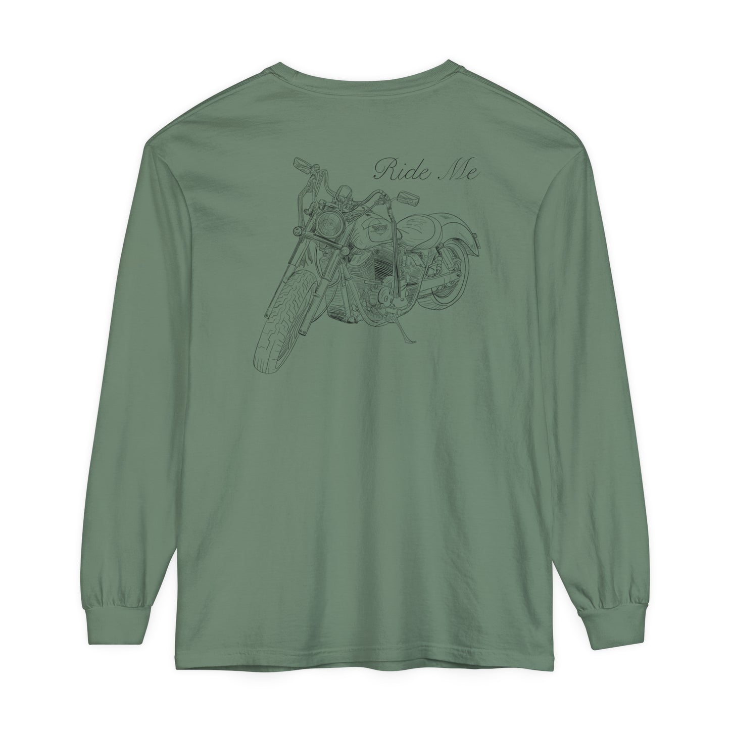 Ride Me Motorcycle Long Sleeve Tee Back Design