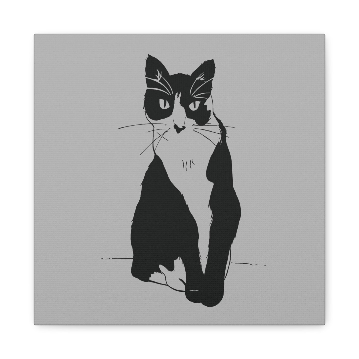 Cat Canvas Print on Grey (Transparent Style Cat) - Cat Drawing Art