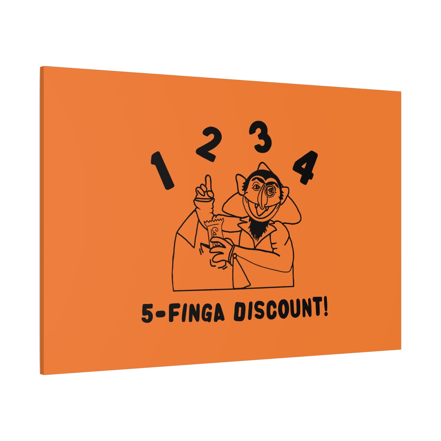 Five Finger Discount Outline Canvas Print Light Orange - Sesame Street The Count Parody Art Print