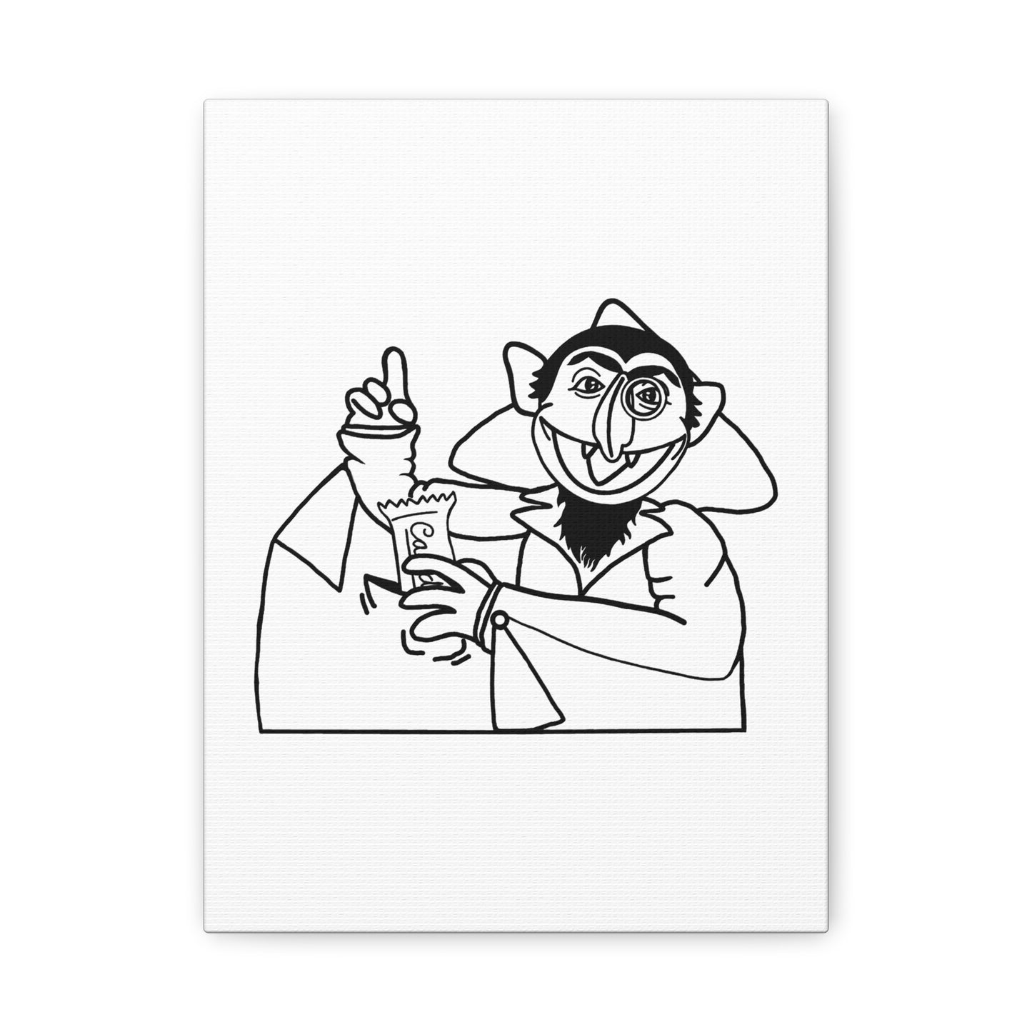 The Count Stealing Candy Outline Canvas Print White - Sesame Street The Count Parody Art