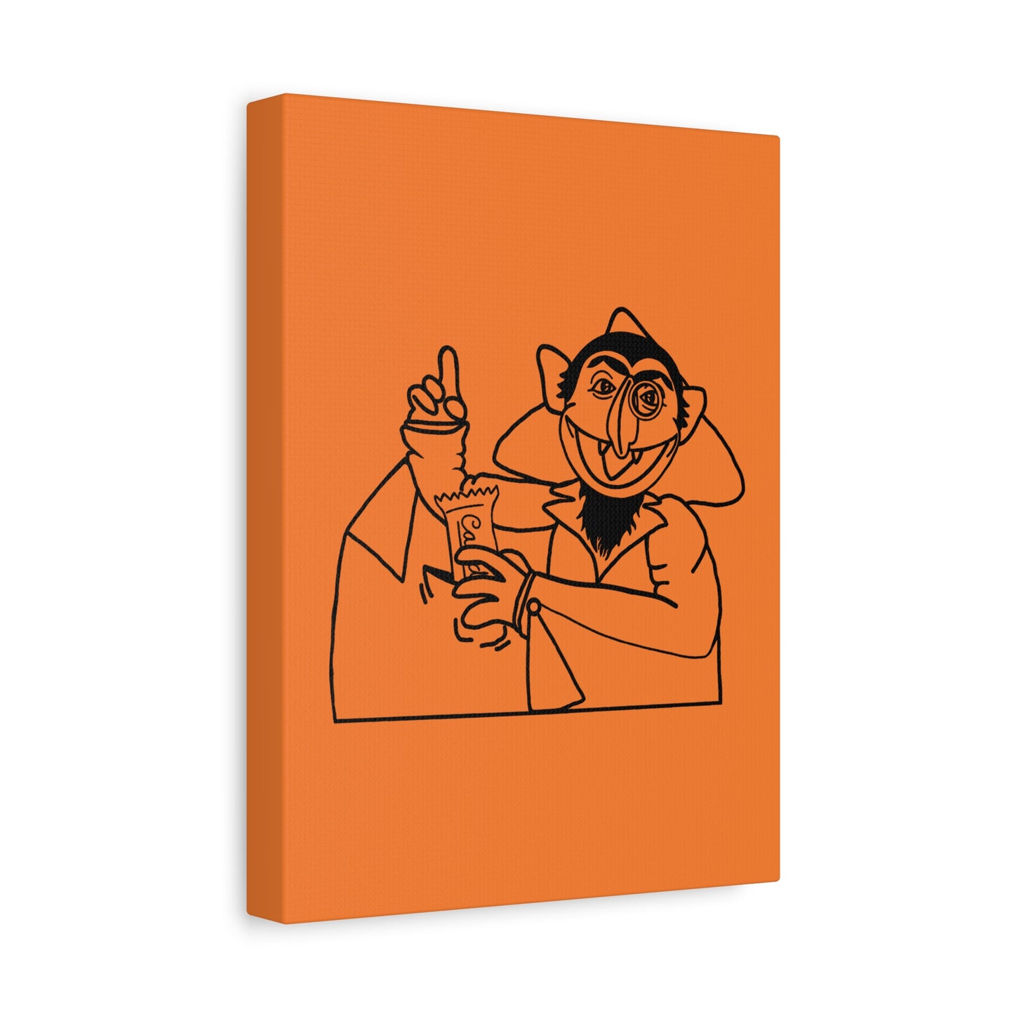 The Count Stealing Candy Outline Canvas Print Light Orange - Sesame Street The Count Parody Art