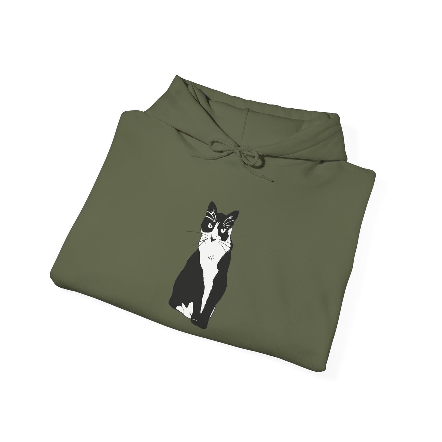 Cat Hoodie (B&W Style Cat) - Cat Hooded Sweatshirt