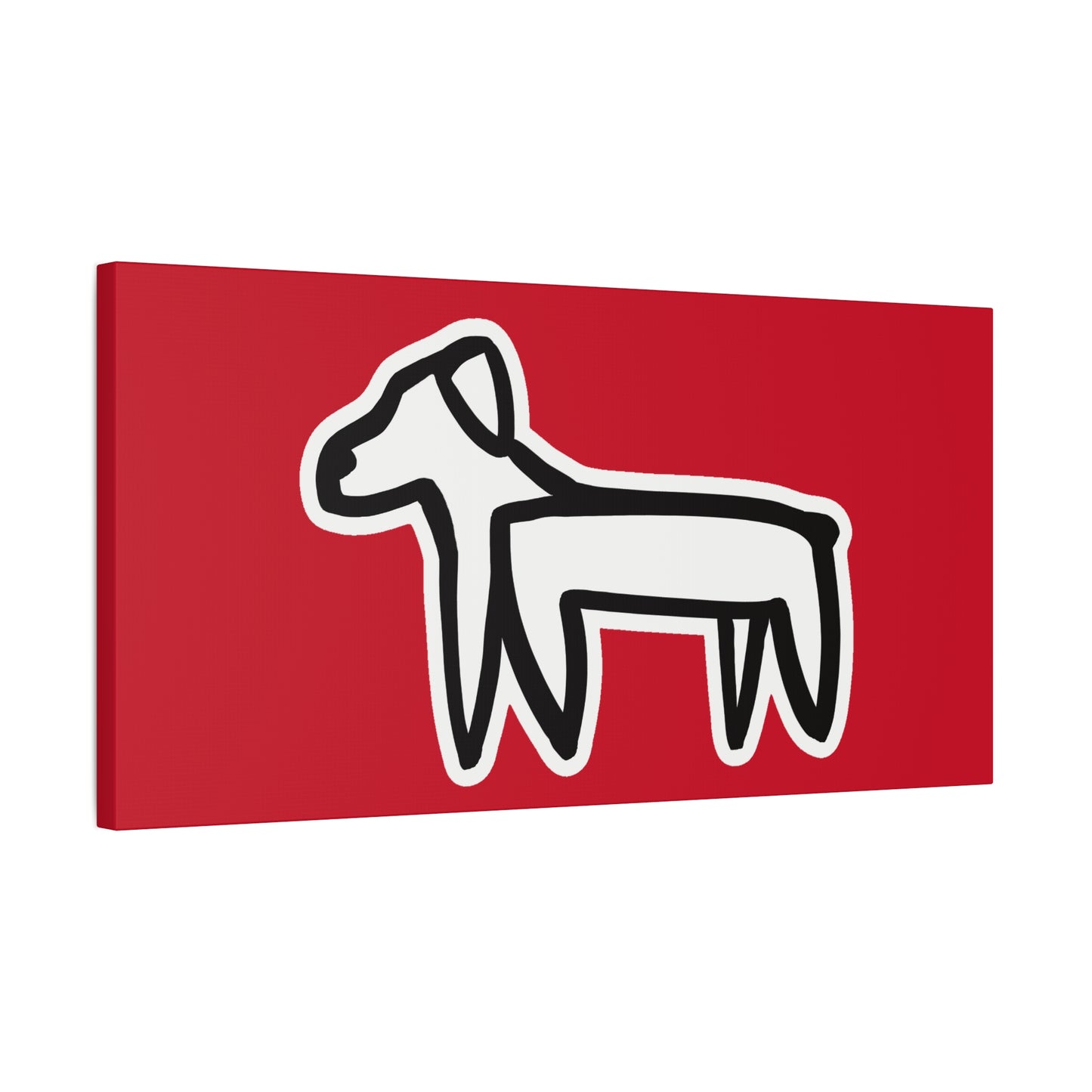 Dog Canvas Print on Red (Sticker Style White Dog) - Dog Art Print
