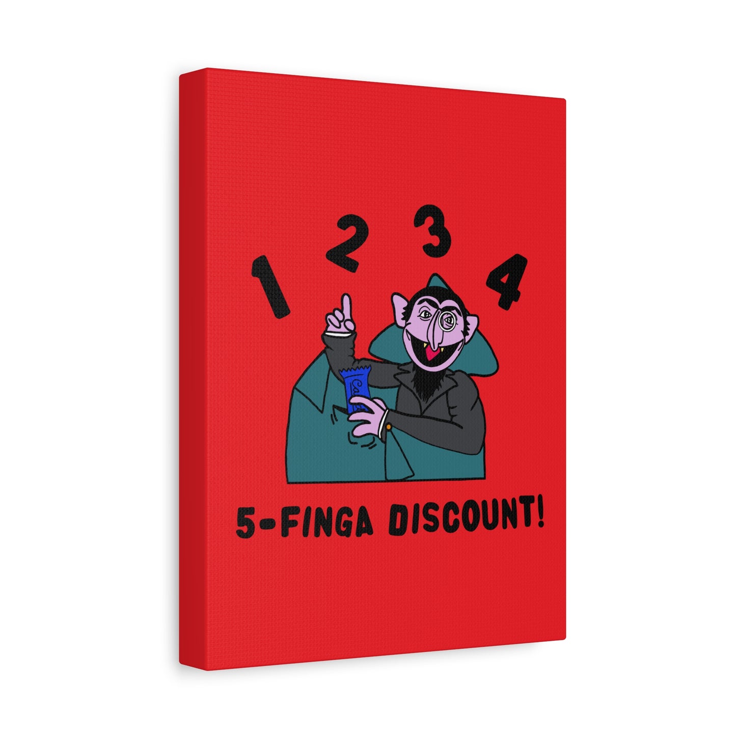 Five Finger Discount Canvas Print Red - Sesame Street The Count Parody Art Print