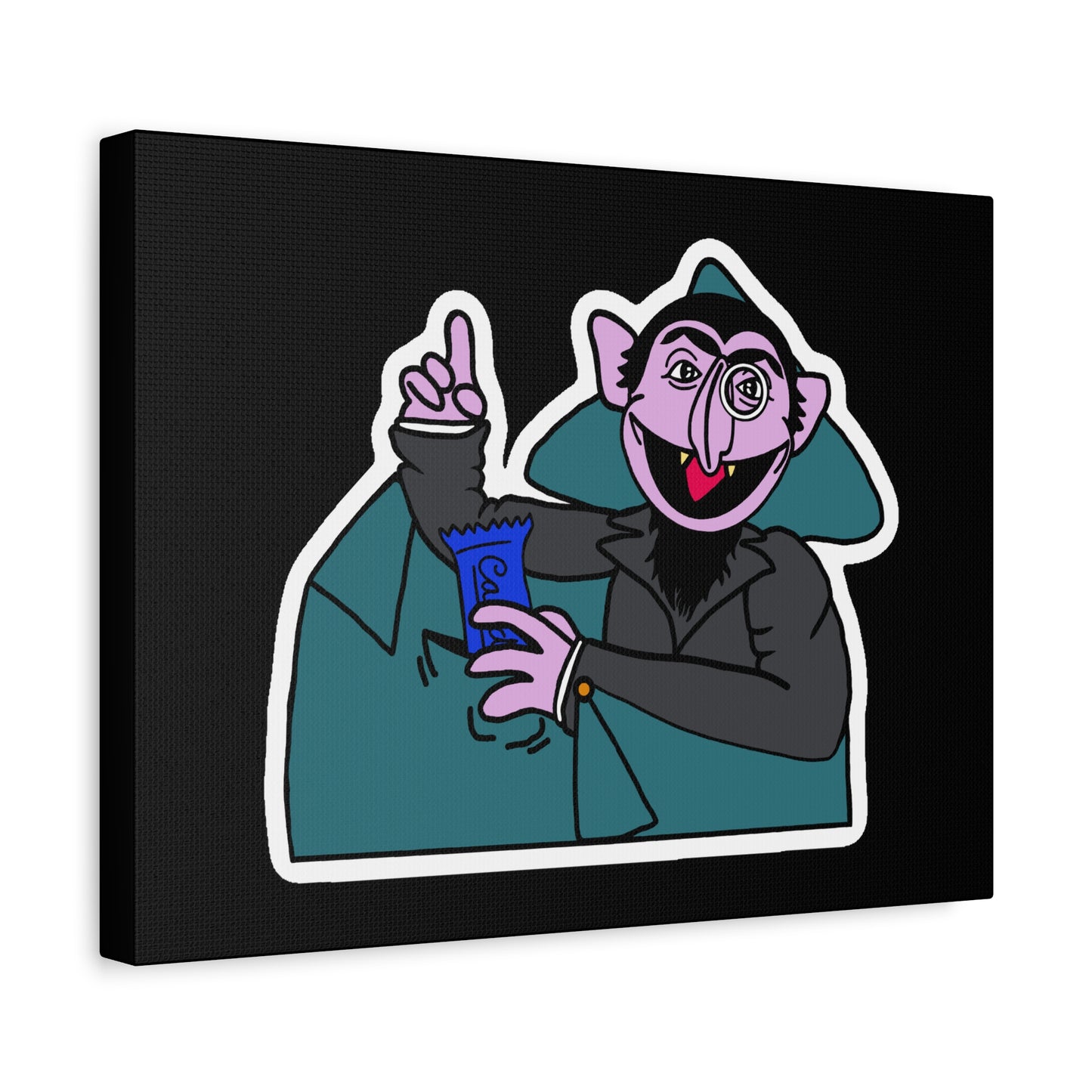 The Count Stealing Candy Canvas Print Black - Sesame Street The Count Parody Art