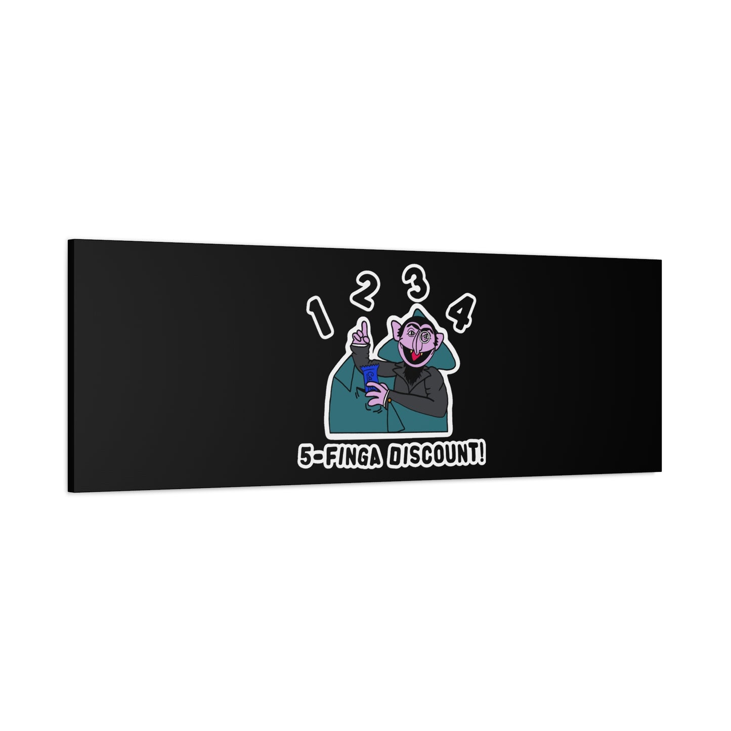 Five Finger Discount Canvas Print Black - Sesame Street The Count Parody Art Print