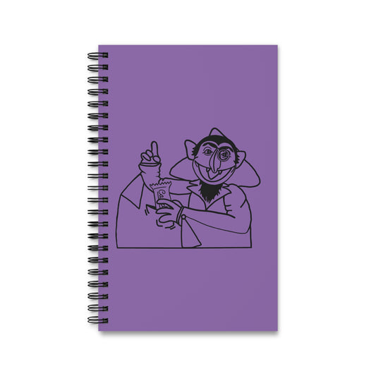 The Count Stealing Candy Outline Notebook Light Purple - Sesame Street The Count Parody Spiral Notebook