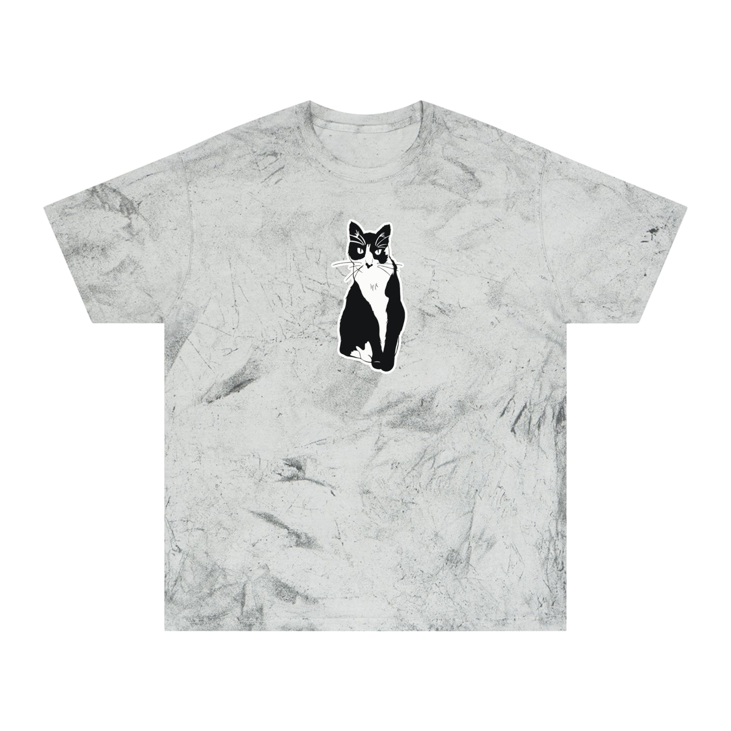 Cat Color Blast Tee (Sticker Style Cat) - Cat Drawing Shirt