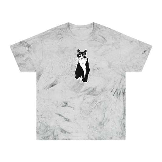 Cat Color Blast Tee (Sticker Style Cat) - Cat Drawing Shirt