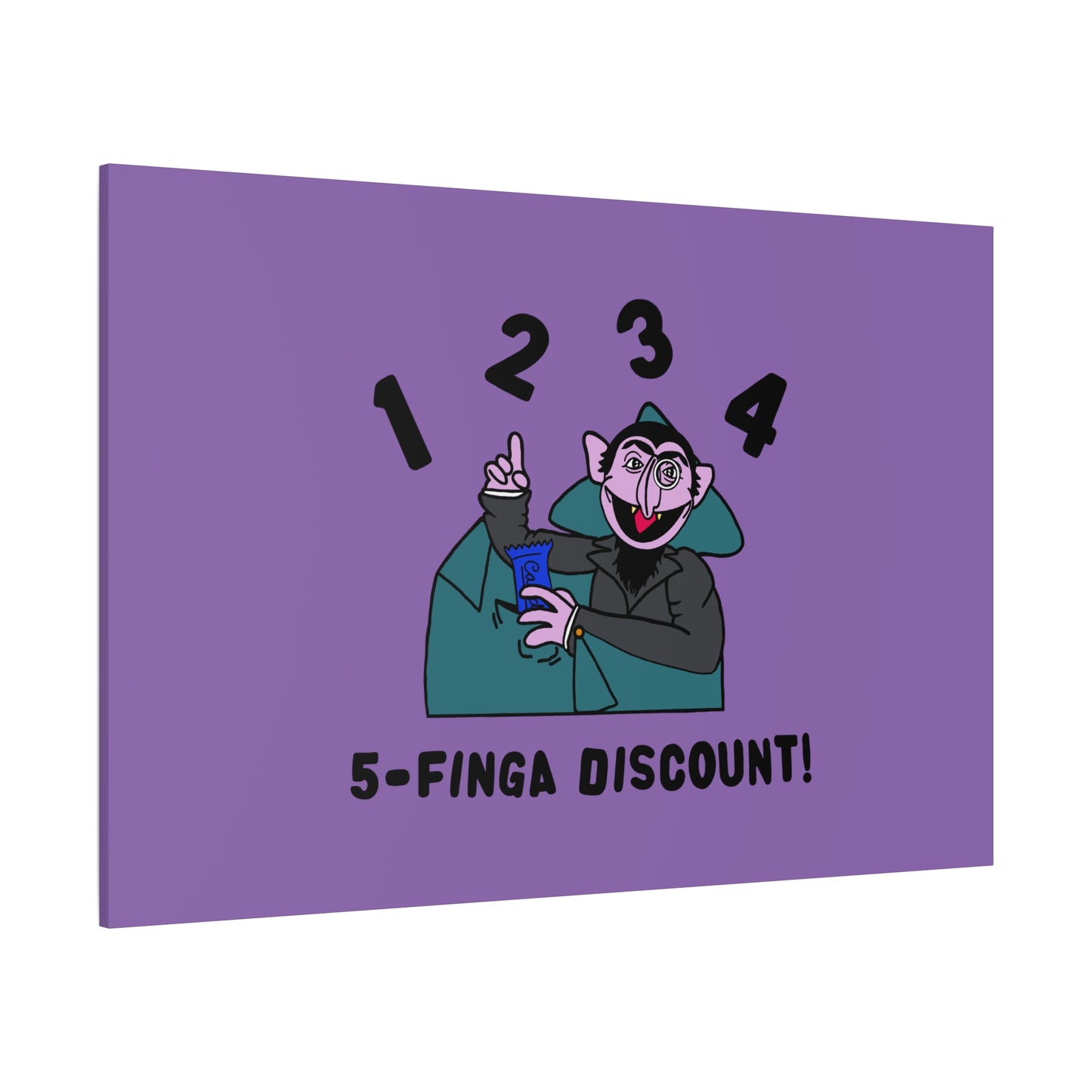 Five Finger Discount Canvas Print Light Purple - Sesame Street The Count Parody Art Print