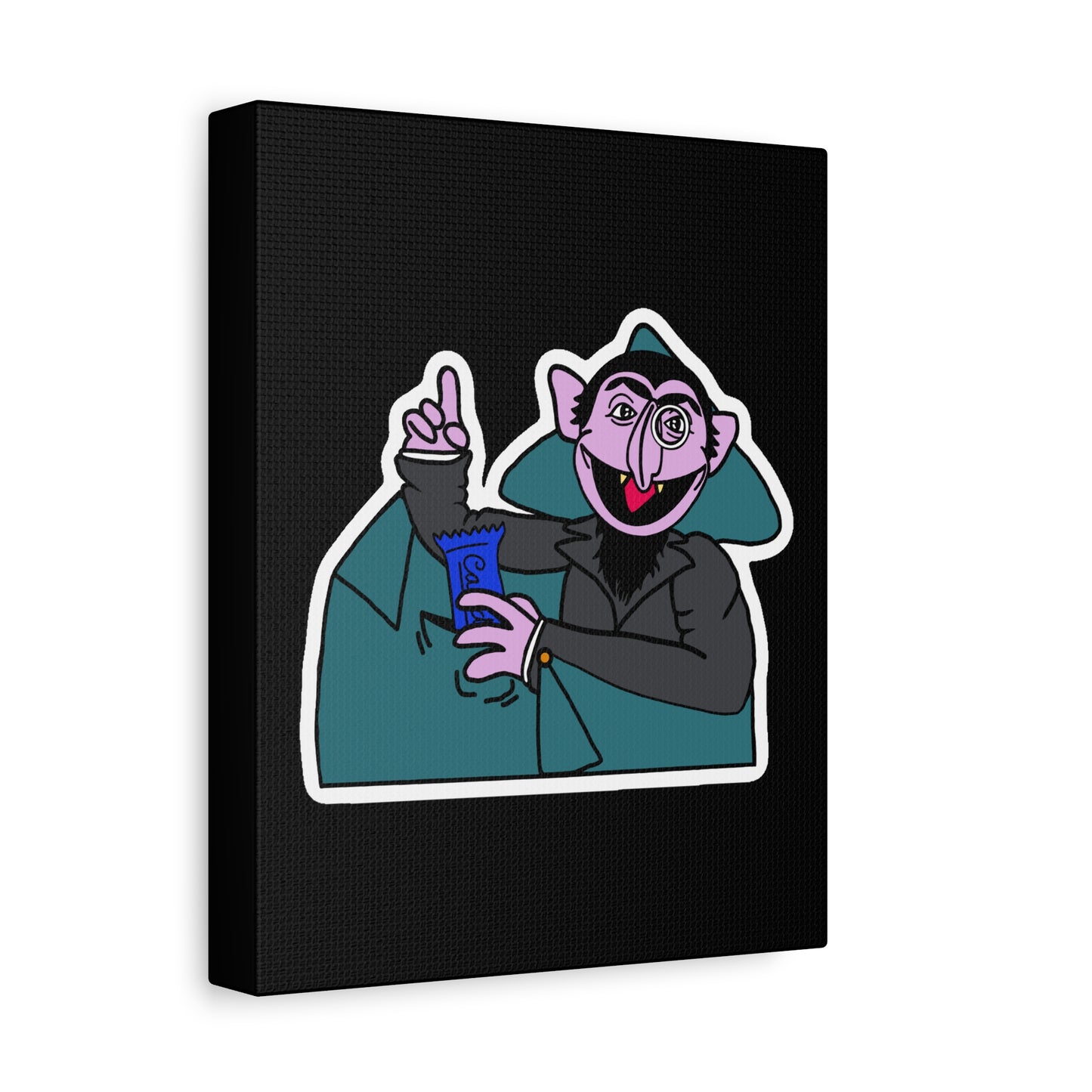 The Count Stealing Candy Canvas Print Black - Sesame Street The Count Parody Art