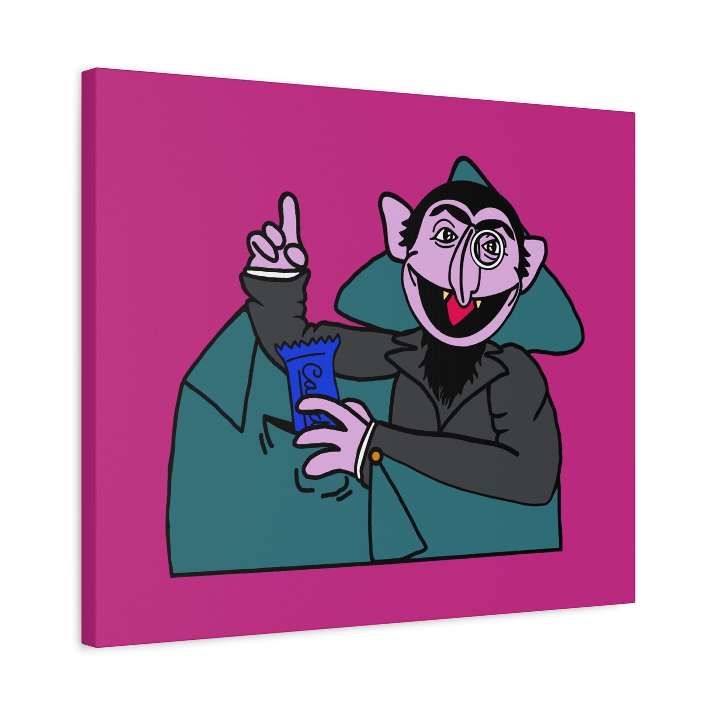 The Count Stealing Candy Canvas Print Pink - Sesame Street The Count Parody Art