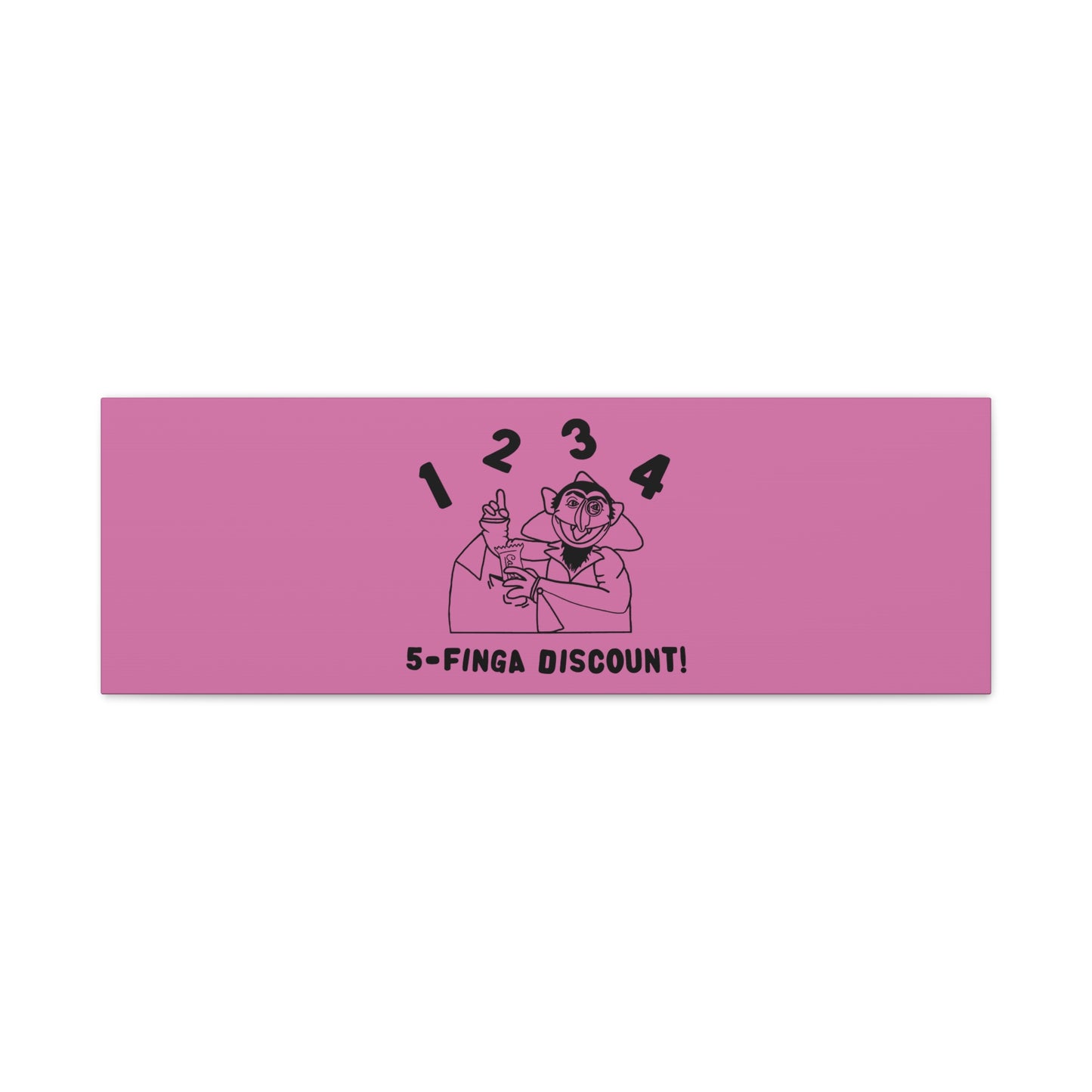 Five Finger Discount Outline Canvas Print Light Pink - Sesame Street The Count Parody Art Print