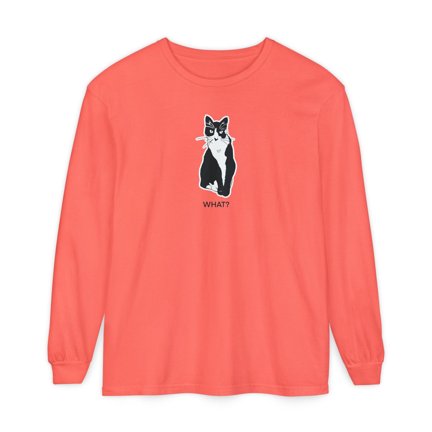 Cattitude Long Sleeve Tee (Sticker Style Cat) - Cat What Shirt