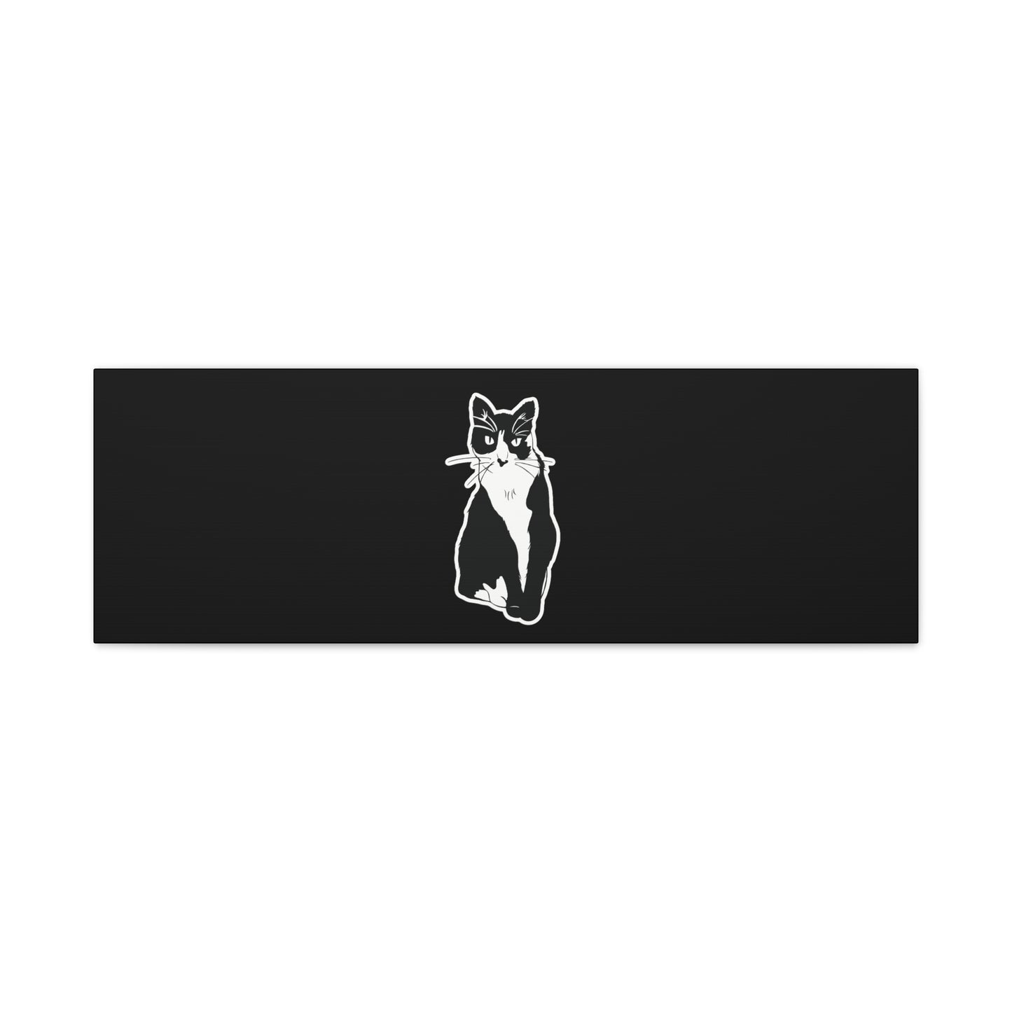 Cat Canvas Print on Black (Sticker Style Cat) - Cat Drawing Art