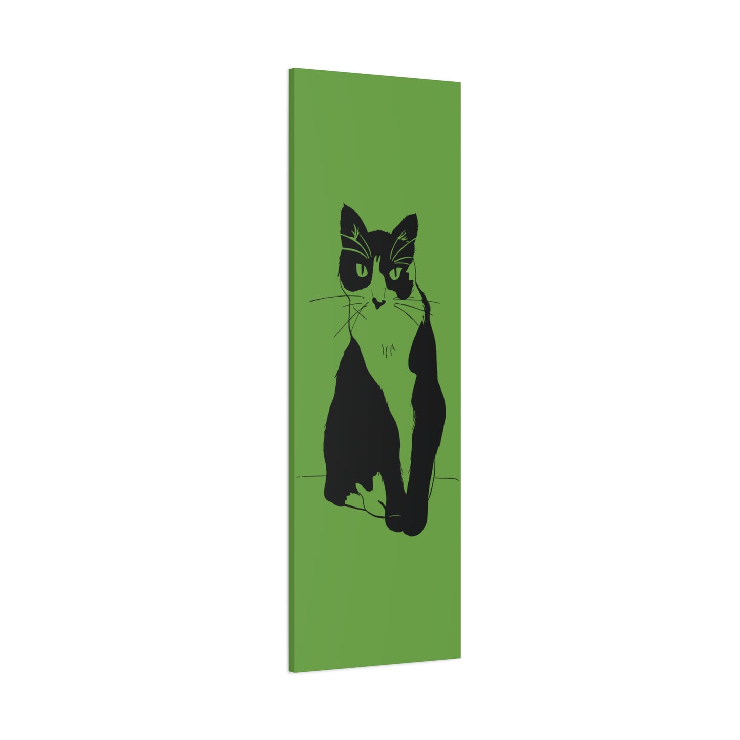 Cat Canvas Print on Green (Transparent Style Cat) - Cat Drawing Art