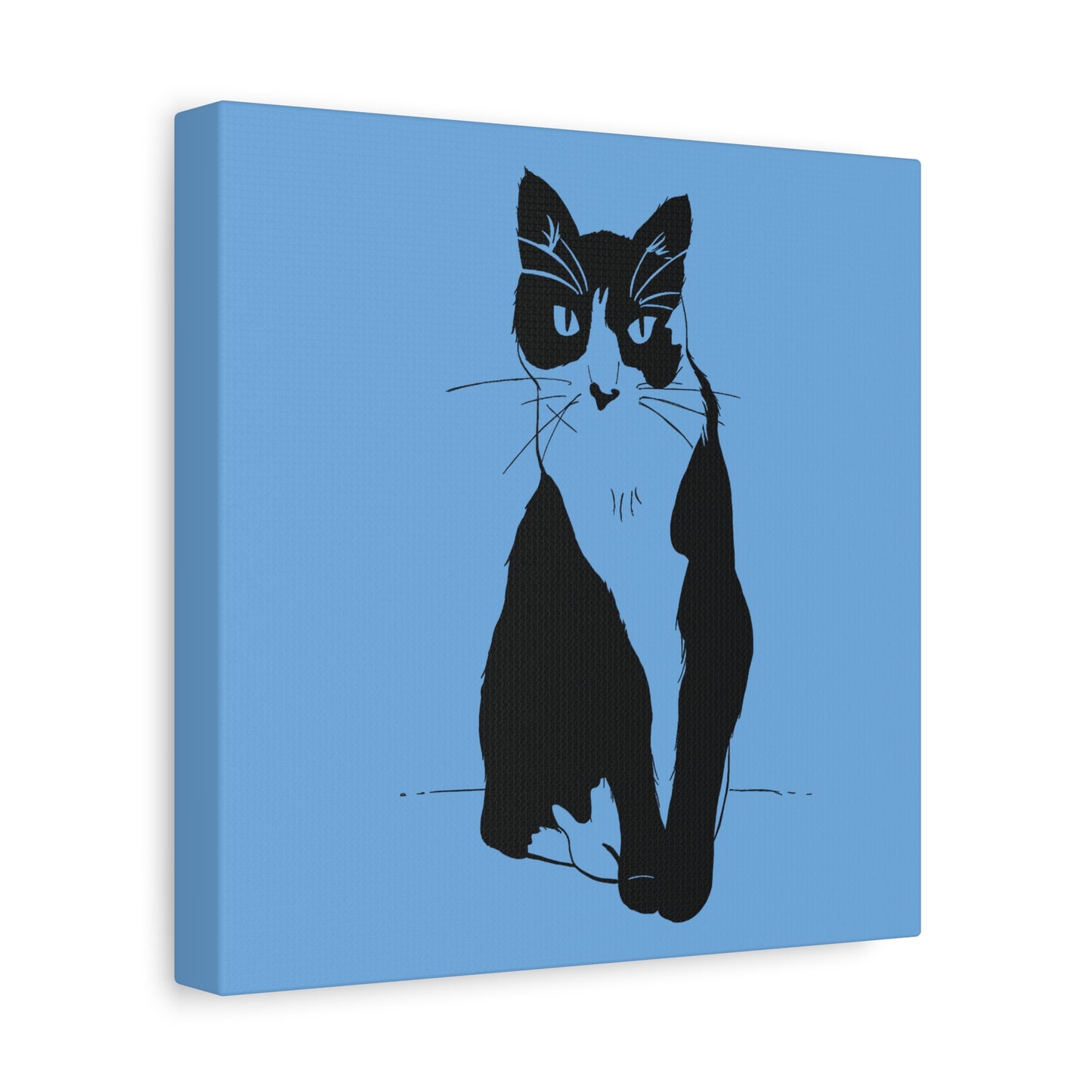 Cat Canvas Print on Light Blue (Transparent Style Cat) - Cat Drawing Art