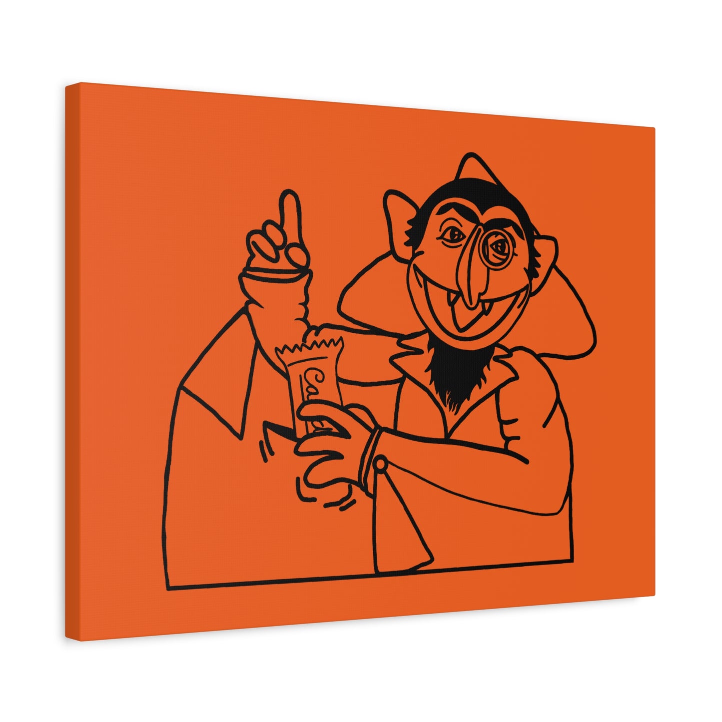 The Count Stealing Candy Outline Canvas Print Orange - Sesame Street The Count Parody Art Print