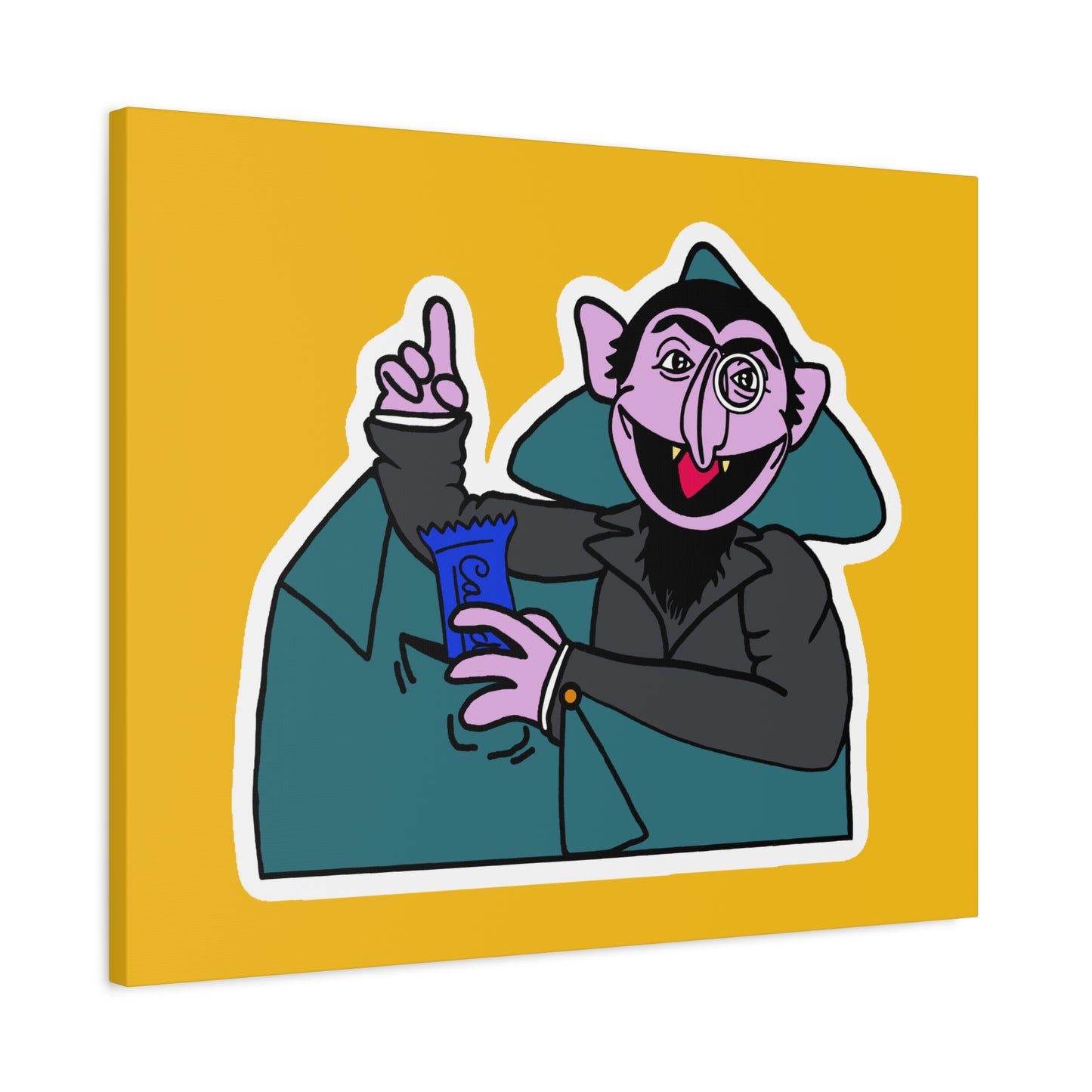 The Count Stealing Candy Canvas Print Yellow - Sesame Street The Count Parody Art
