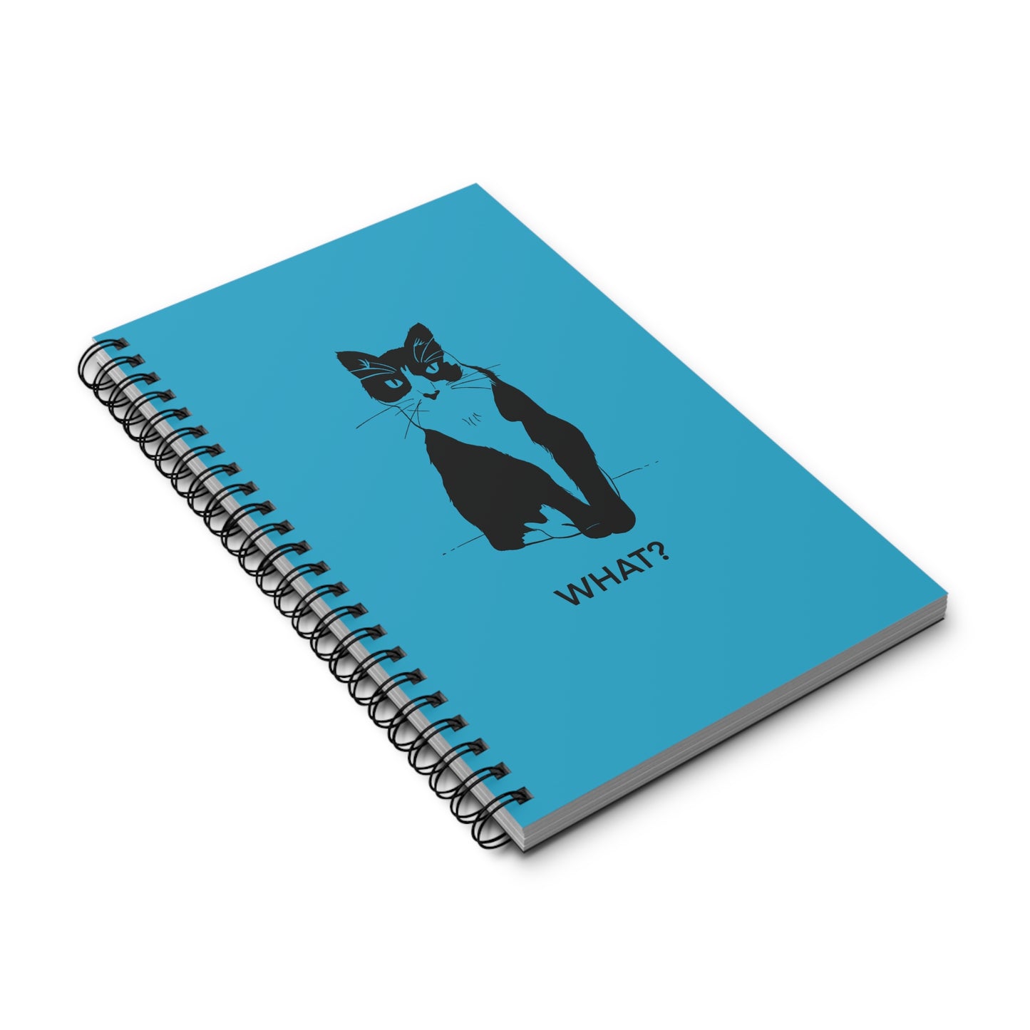 Cattitude Notebook in Turquoise (Transparent Style Cat) - Cat Spiral Notebook