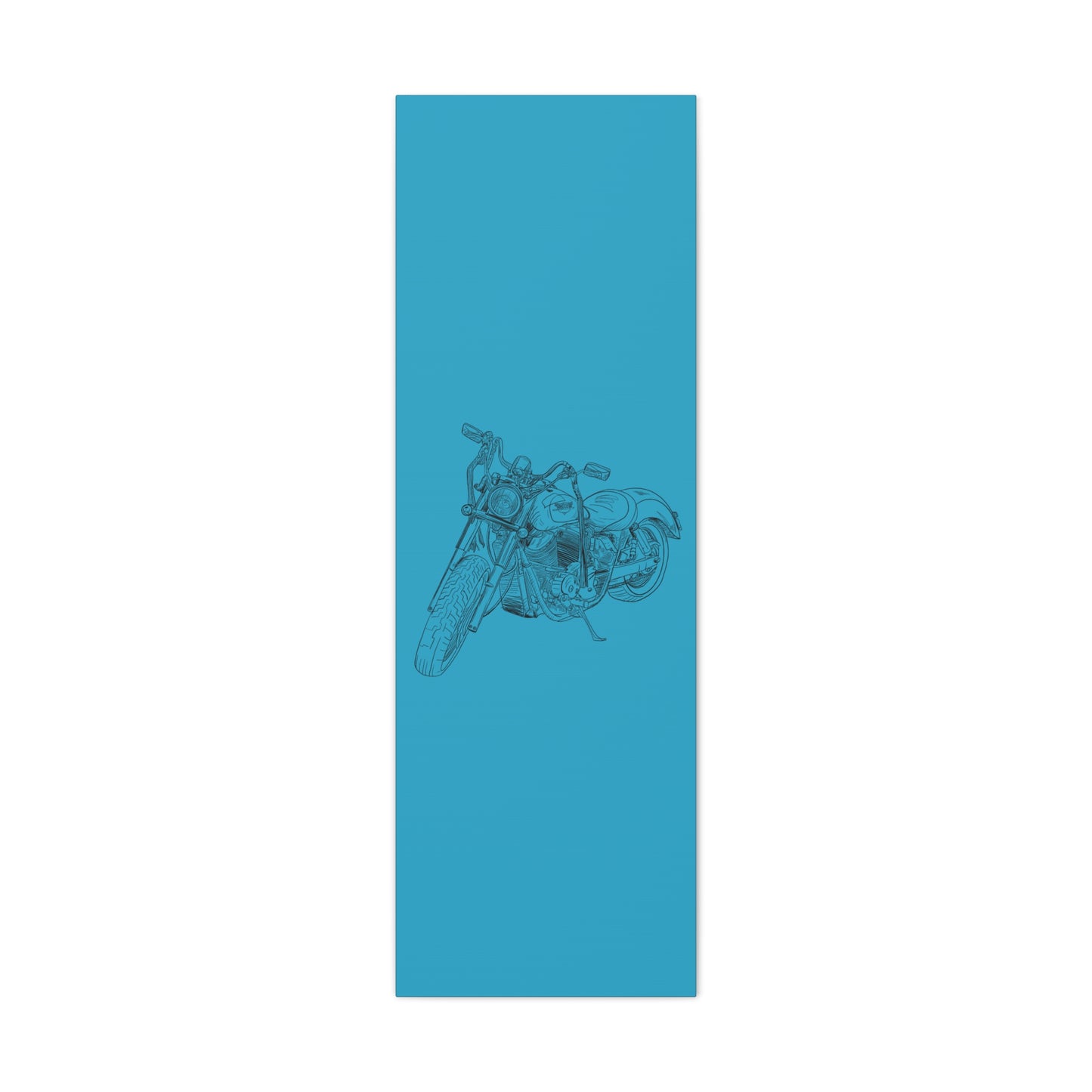 Ride Me Harley Motorcycle Sketch Canvas Print - Black Ink on Turquoise Background